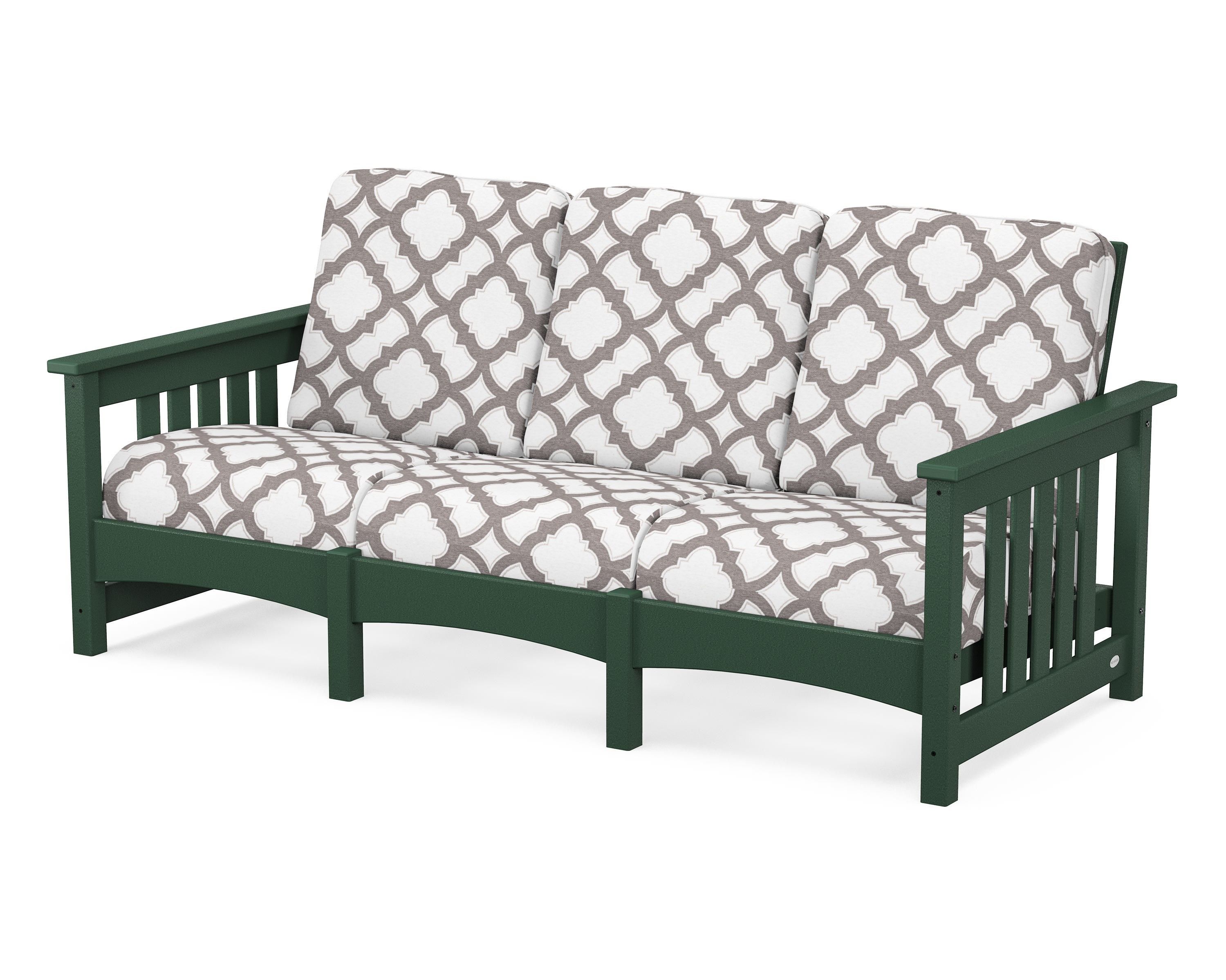 POLYWOOD® Club Mission Sofa in Green / Trellis Grey Mist