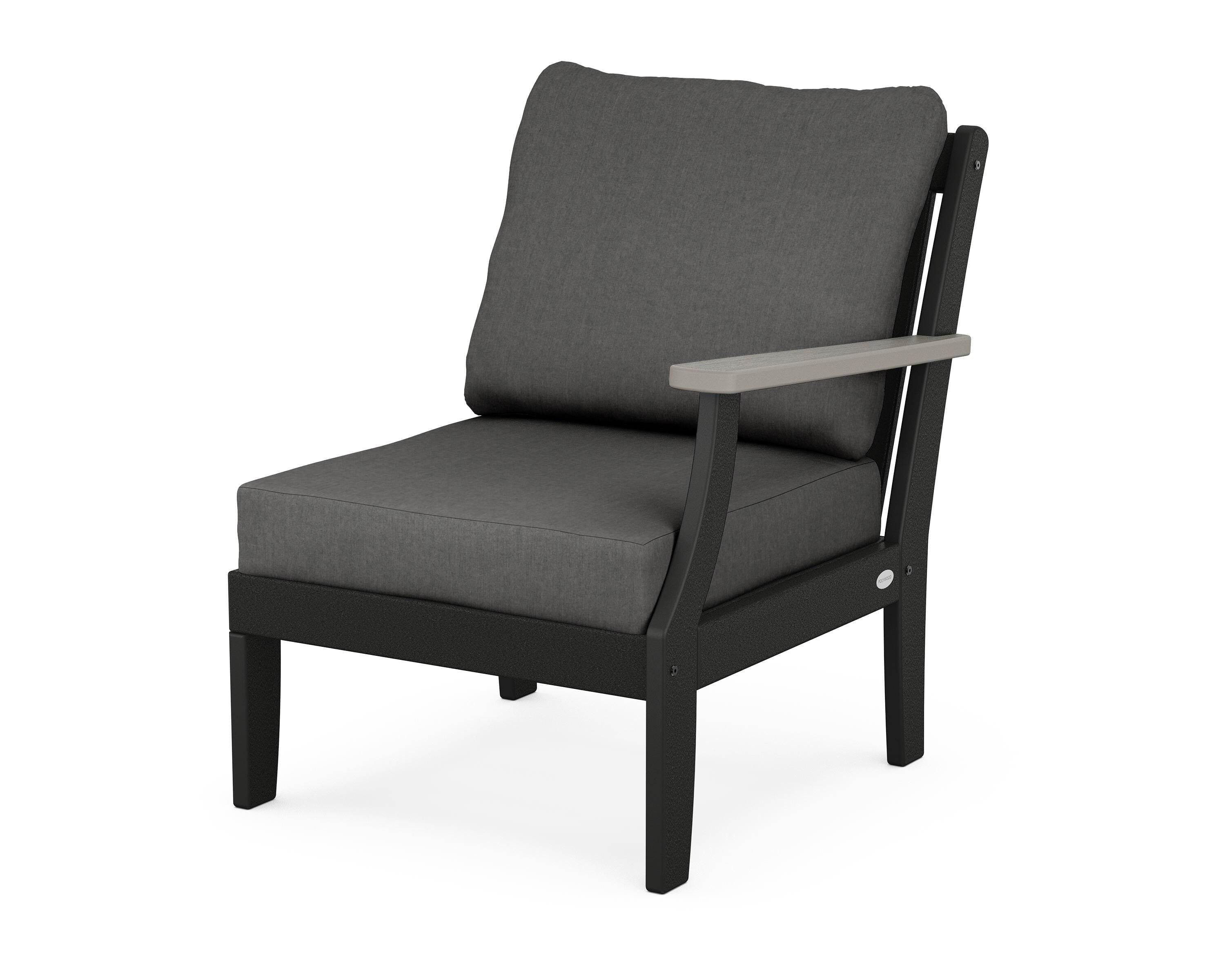 POLYWOOD® Braxton Modular Right Arm Chair in Black / Driftwood / Spectrum Carbon