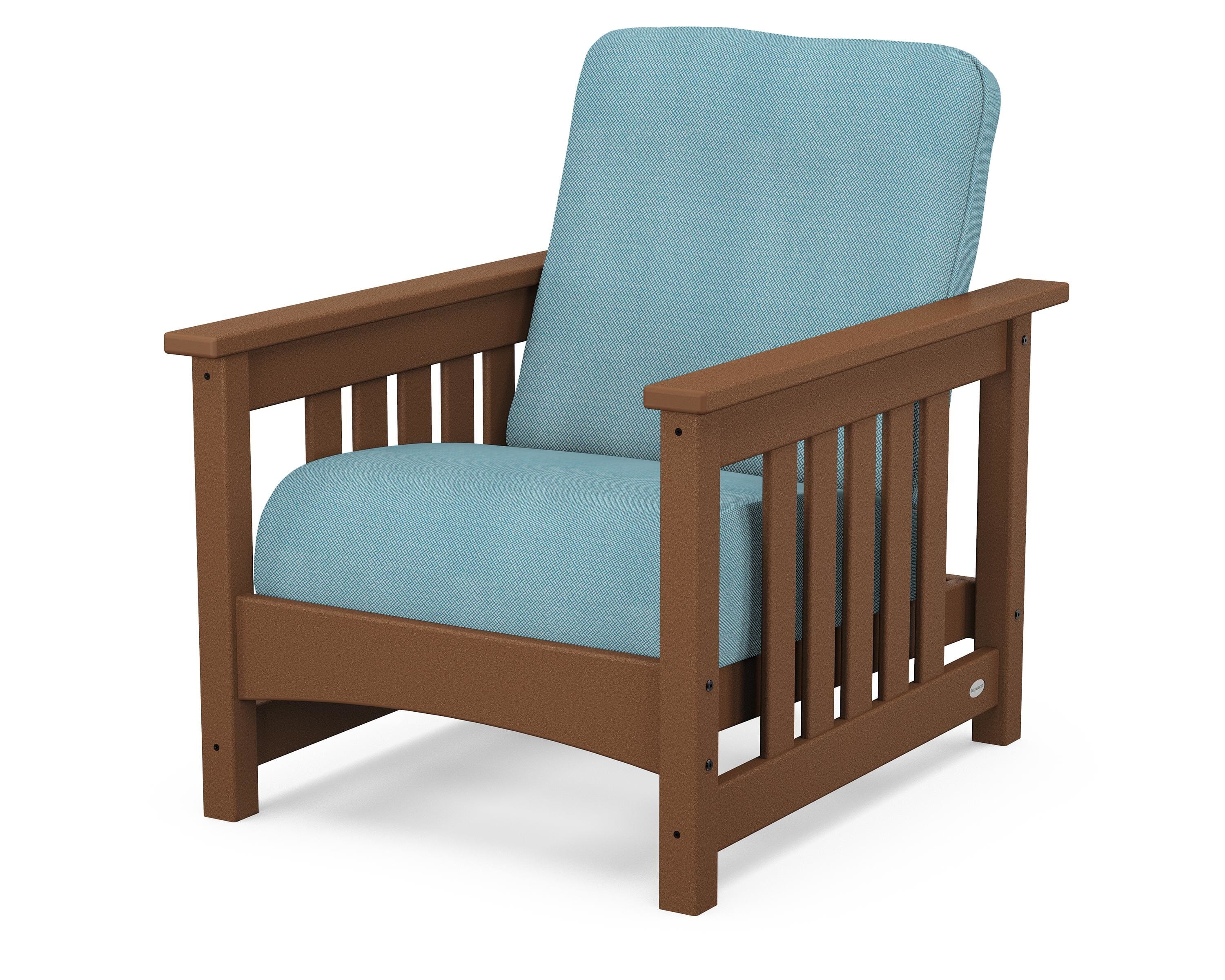 POLYWOOD® Club Mission Chair in Teak / Lattice Sky Blue