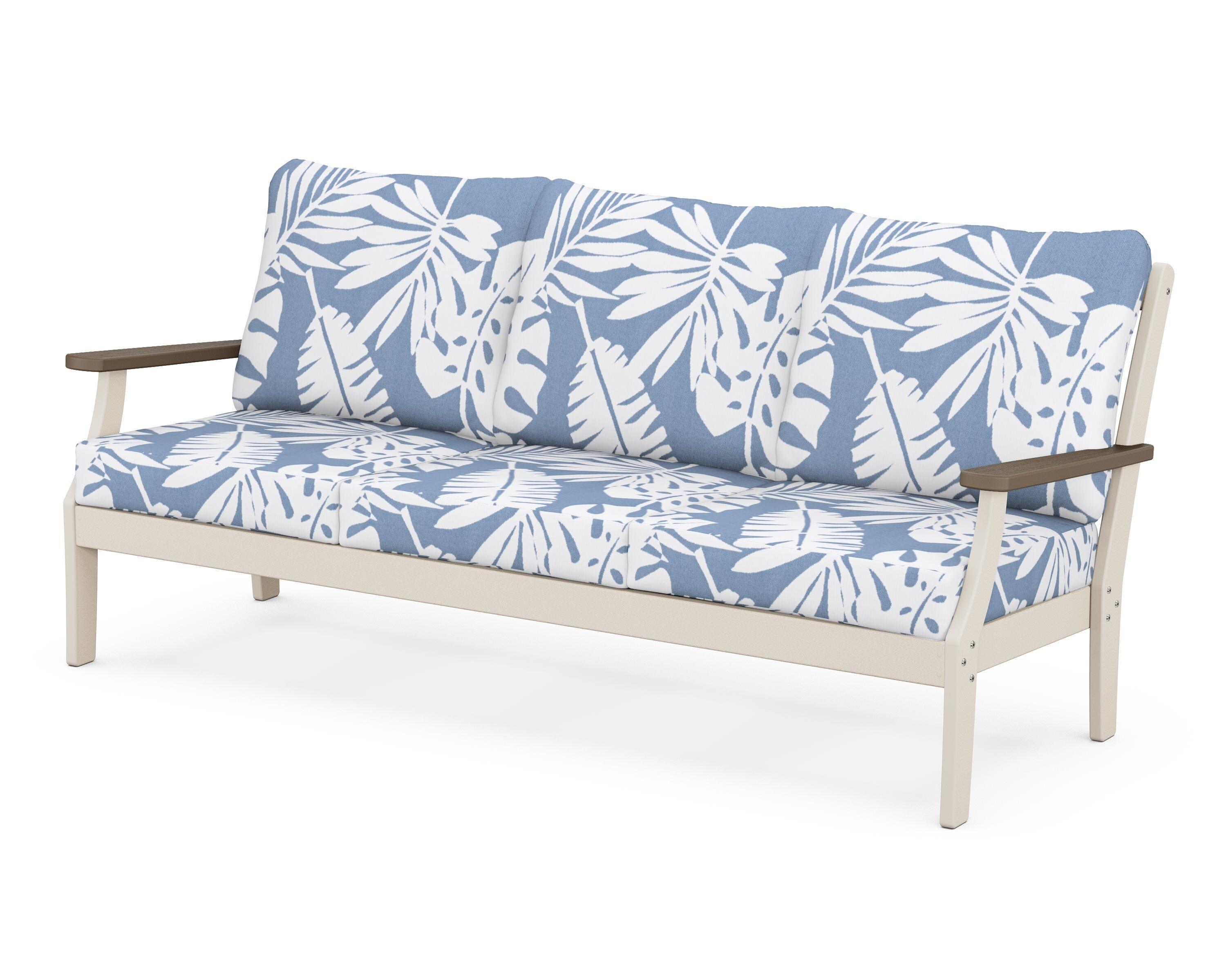 POLYWOOD® Braxton Deep Seating Sofa in Sand / Kona / Leaf Sky Blue