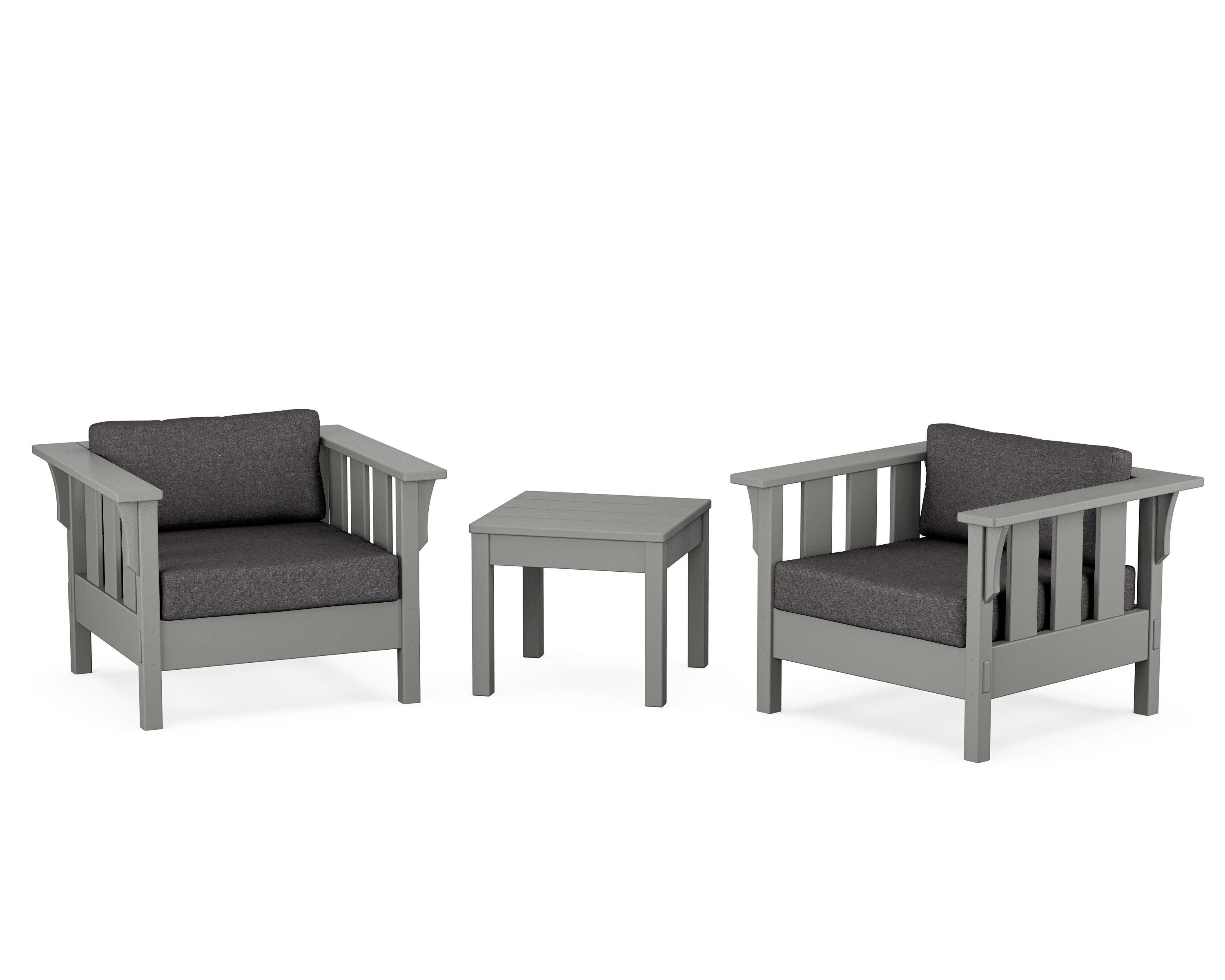 Martha Stewart by POLYWOOD® Acadia 3-Piece Deep Seating Set in Slate Grey / Ash Charcoal