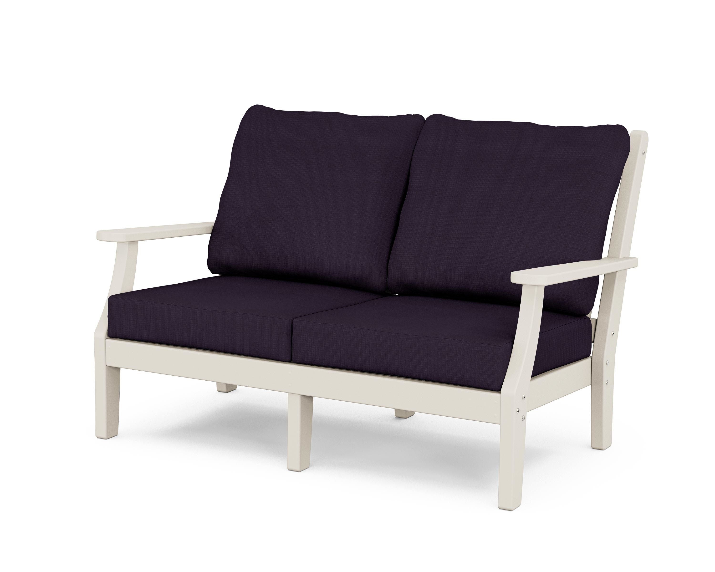 Country Living Wovendale Deep Seating Loveseat in Sand / Navy Linen