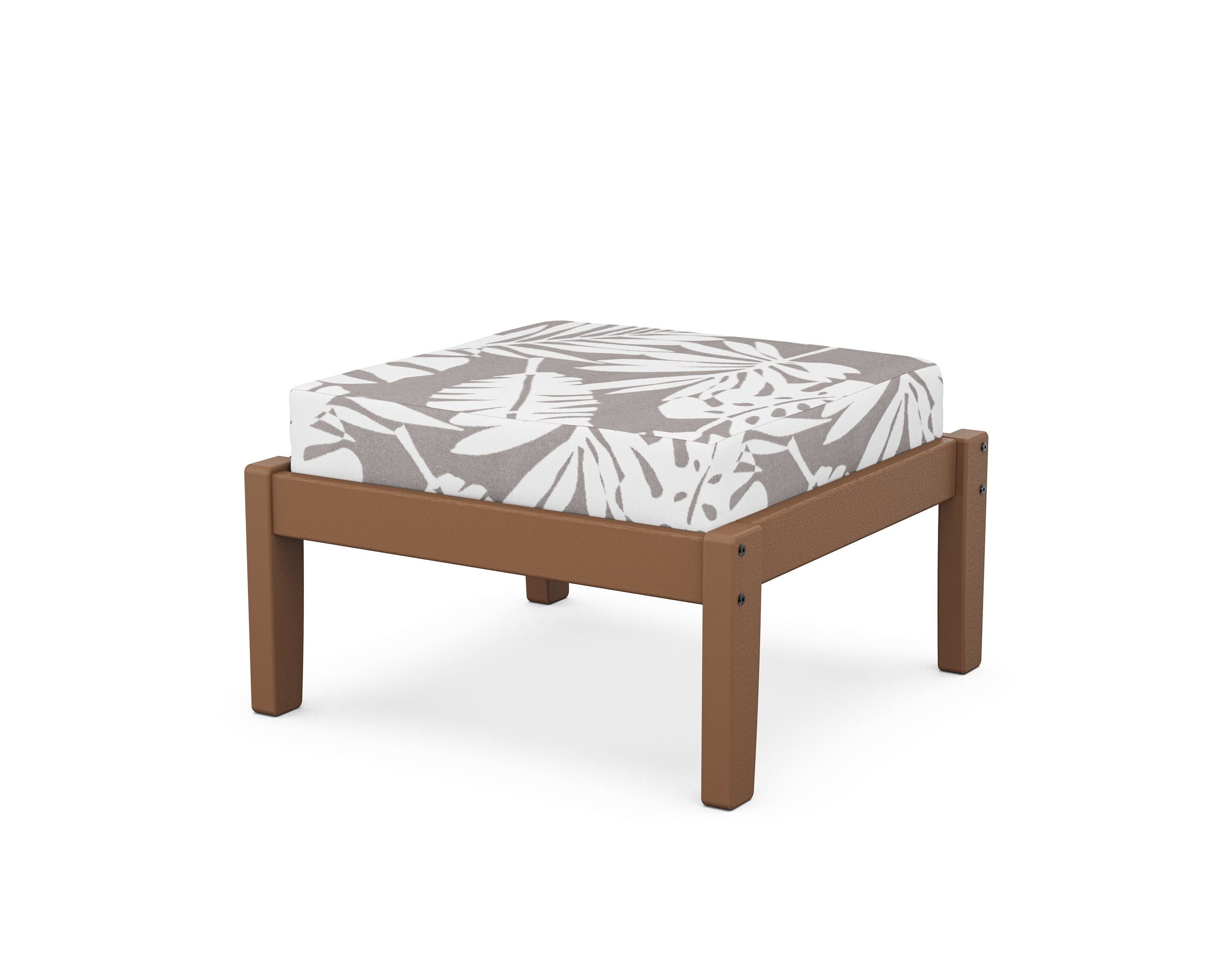 Unbranded Deep Seating Ottoman in Teak / Leaf Grey Mist