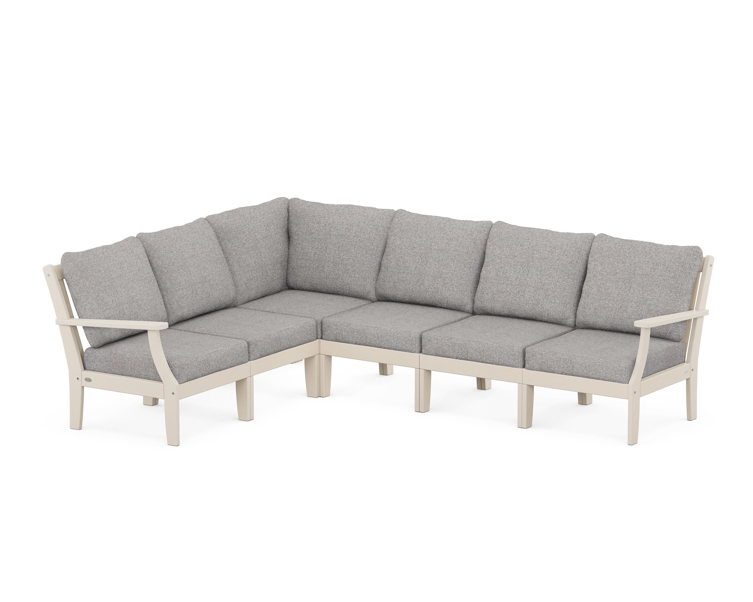 POLYWOOD® Braxton Modular 6-Piece Deep Seating Set in Sand / Grey Mist