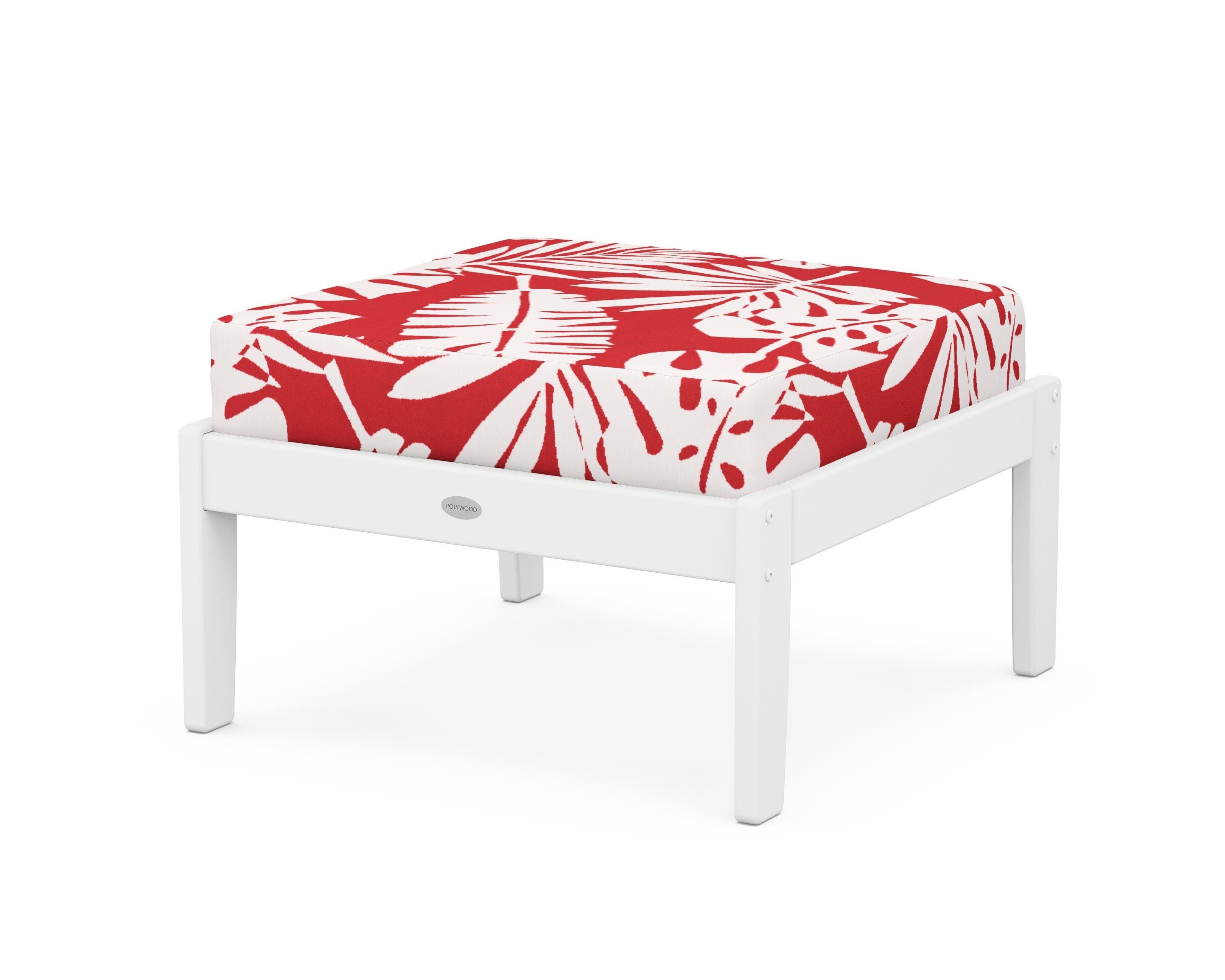POLYWOOD® Braxton Deep Seating Ottoman in White / Leaf Crimson