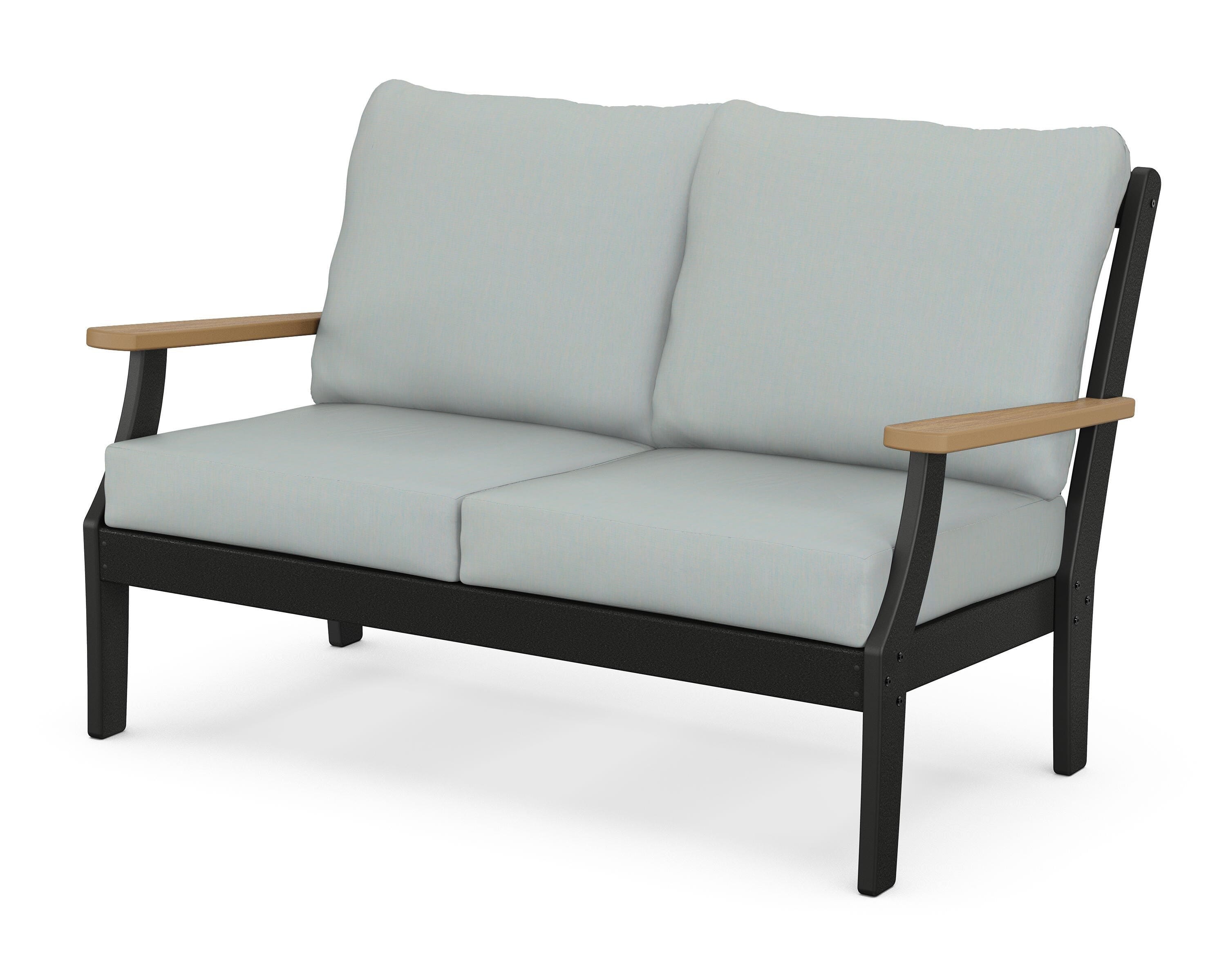 POLYWOOD® Braxton Deep Seating Loveseat in Black / Natural / Spa