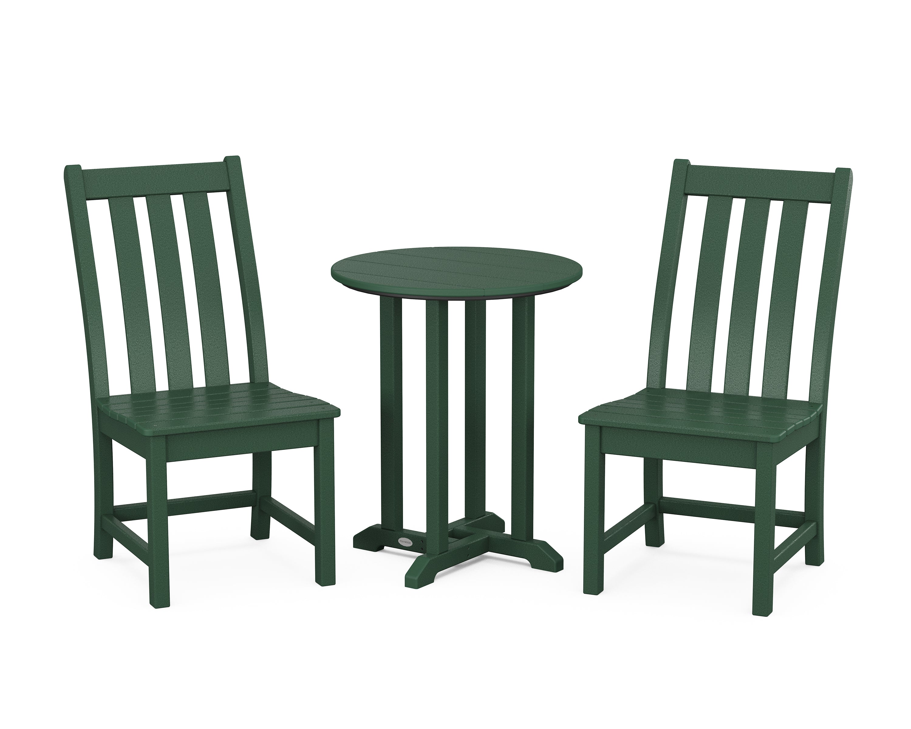 POLYWOOD® Vineyard Side Chair 3-Piece Round Bistro Dining Set in Green