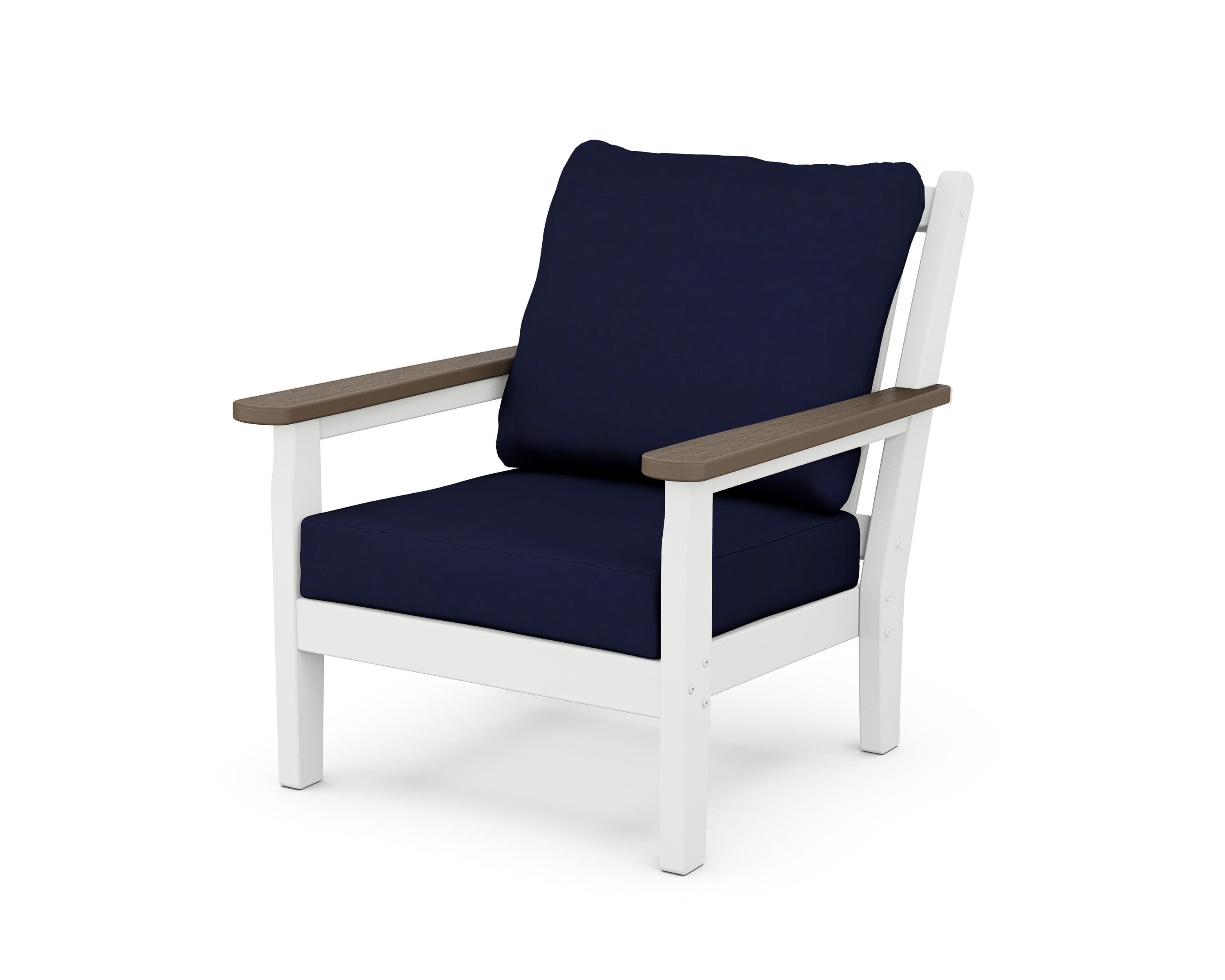 POLYWOOD® Chippendale Deep Seating Chair in White / Kona / Navy