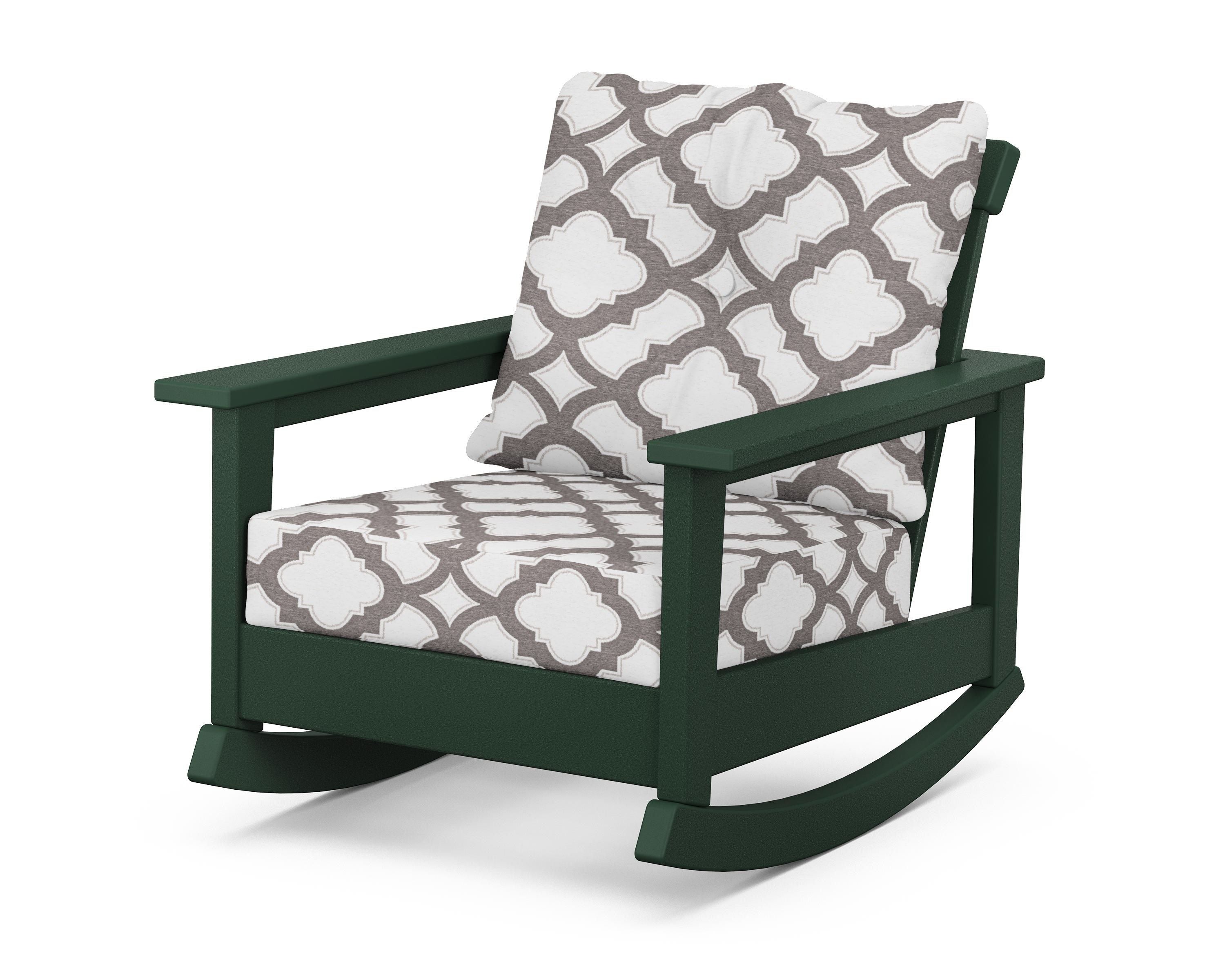 POLYWOOD® Prescott Deep Seating Rocking Chair in Green / Trellis Grey Mist