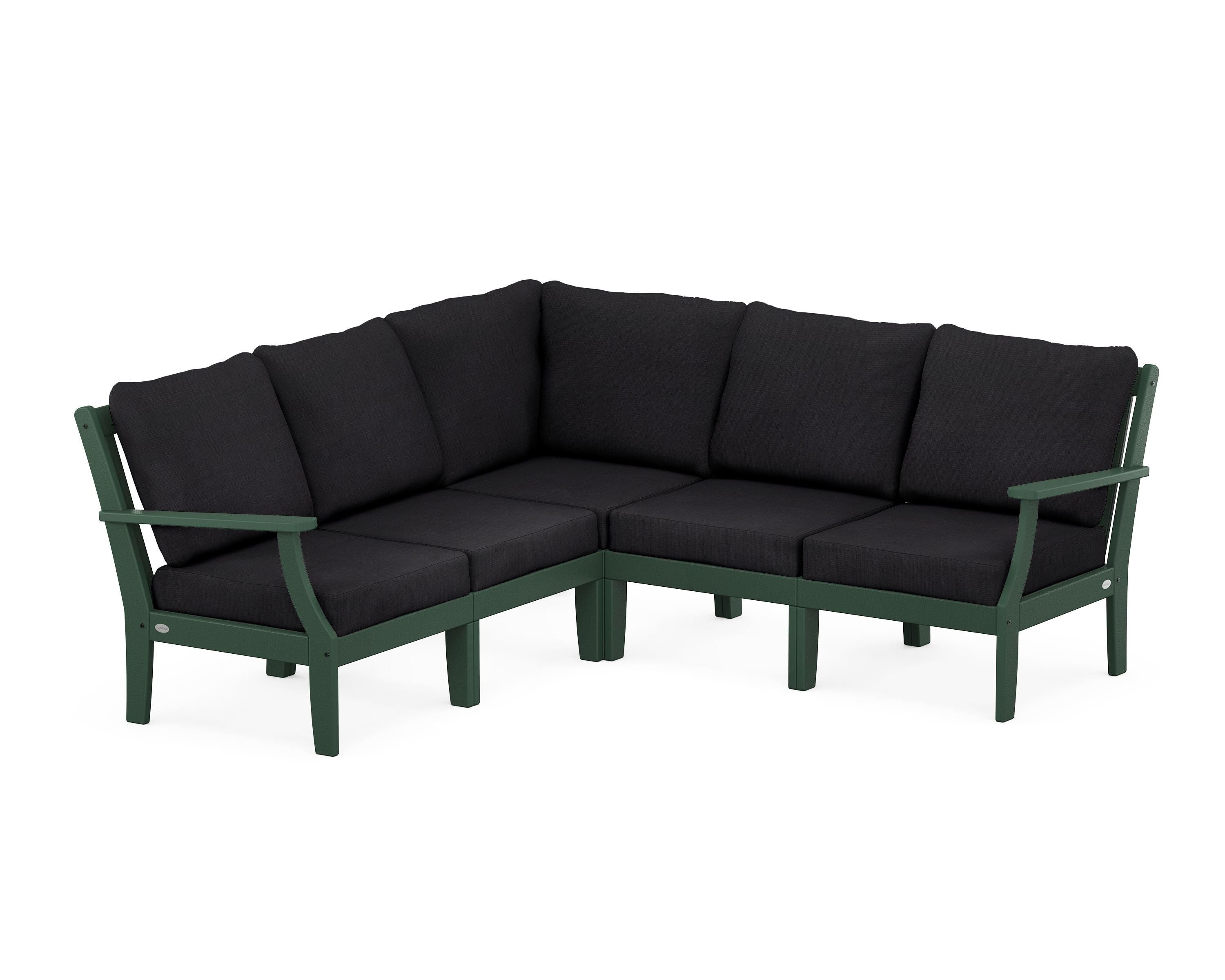 POLYWOOD® Braxton Modular 5-Piece Deep Seating Set in Green / Midnight Linen