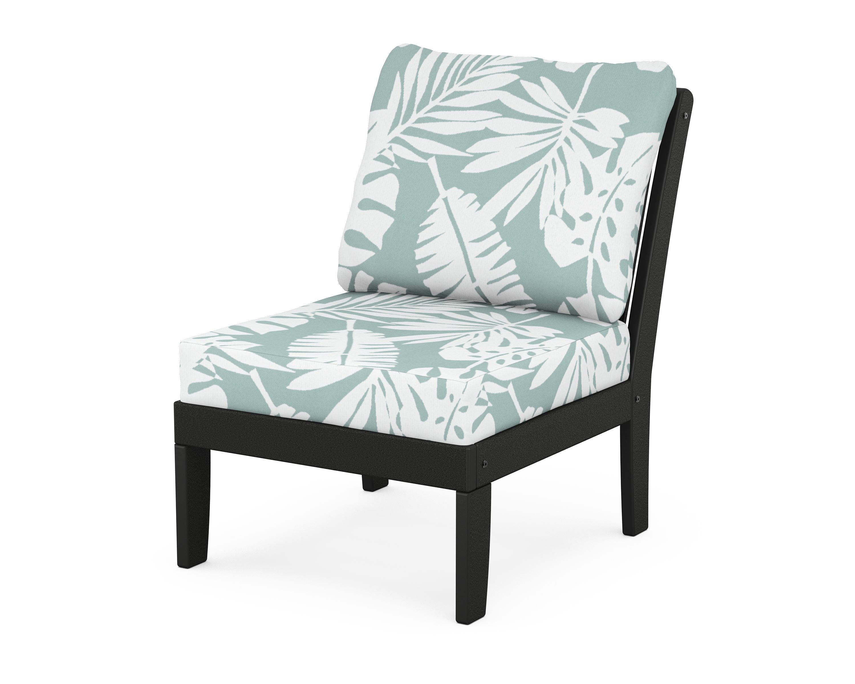 POLYWOOD® Braxton Modular Armless Chair in Black / Leaf Glacier Spa
