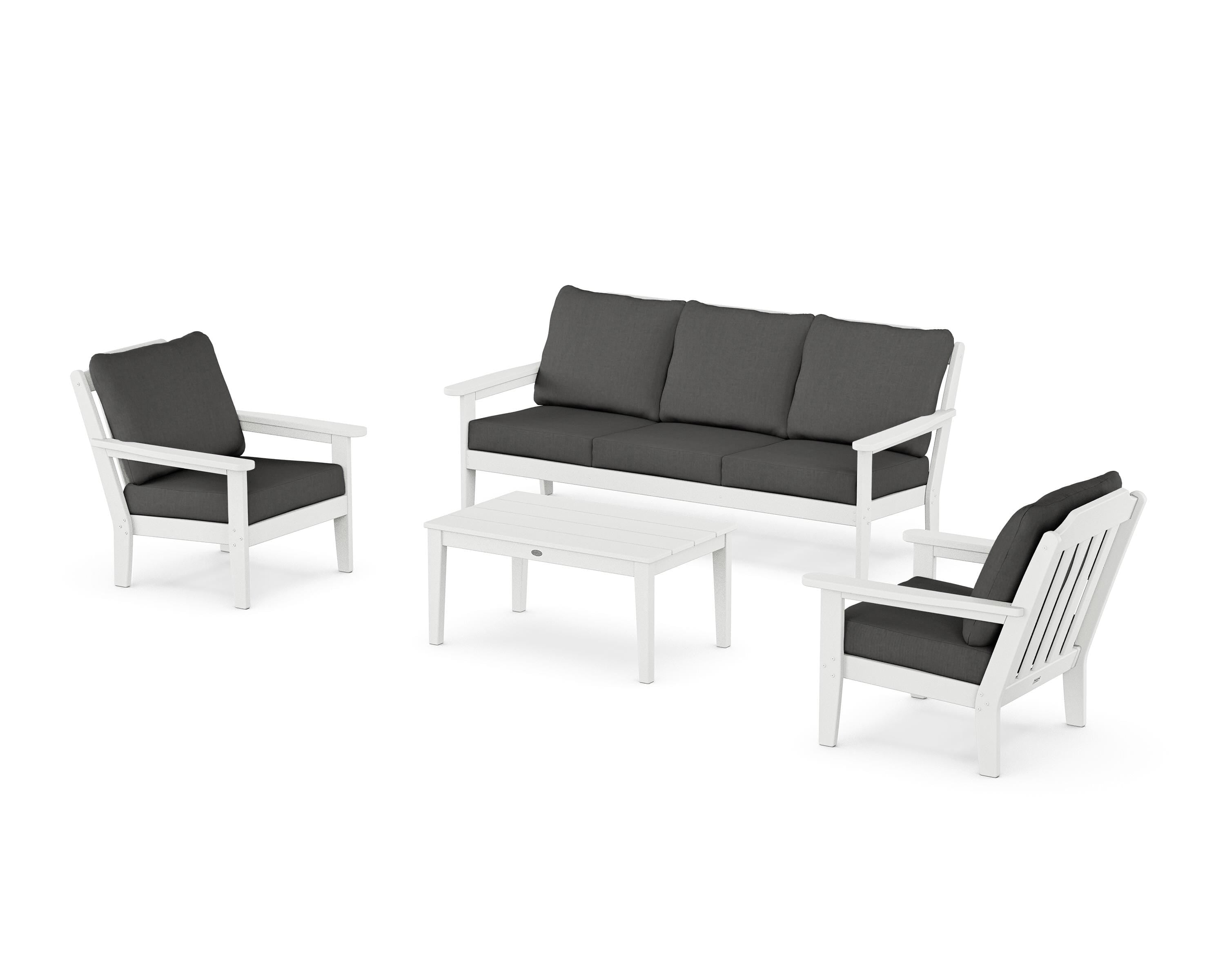 Country Living Cottage 4-Piece Deep Seating Set with Sofa in White / Spectrum Carbon