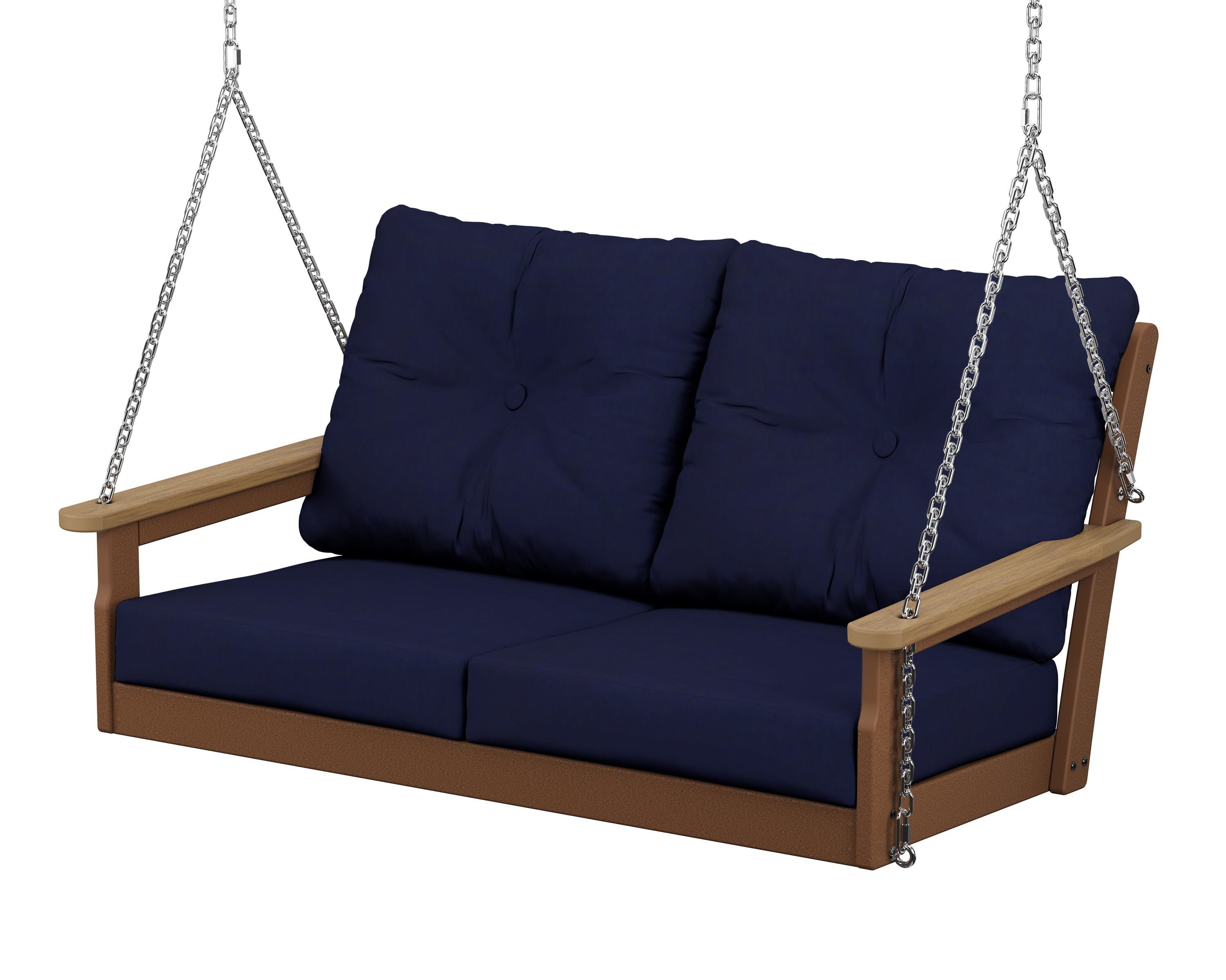 POLYWOOD® Vineyard Deep Seating Swing in Teak / Natural / Navy