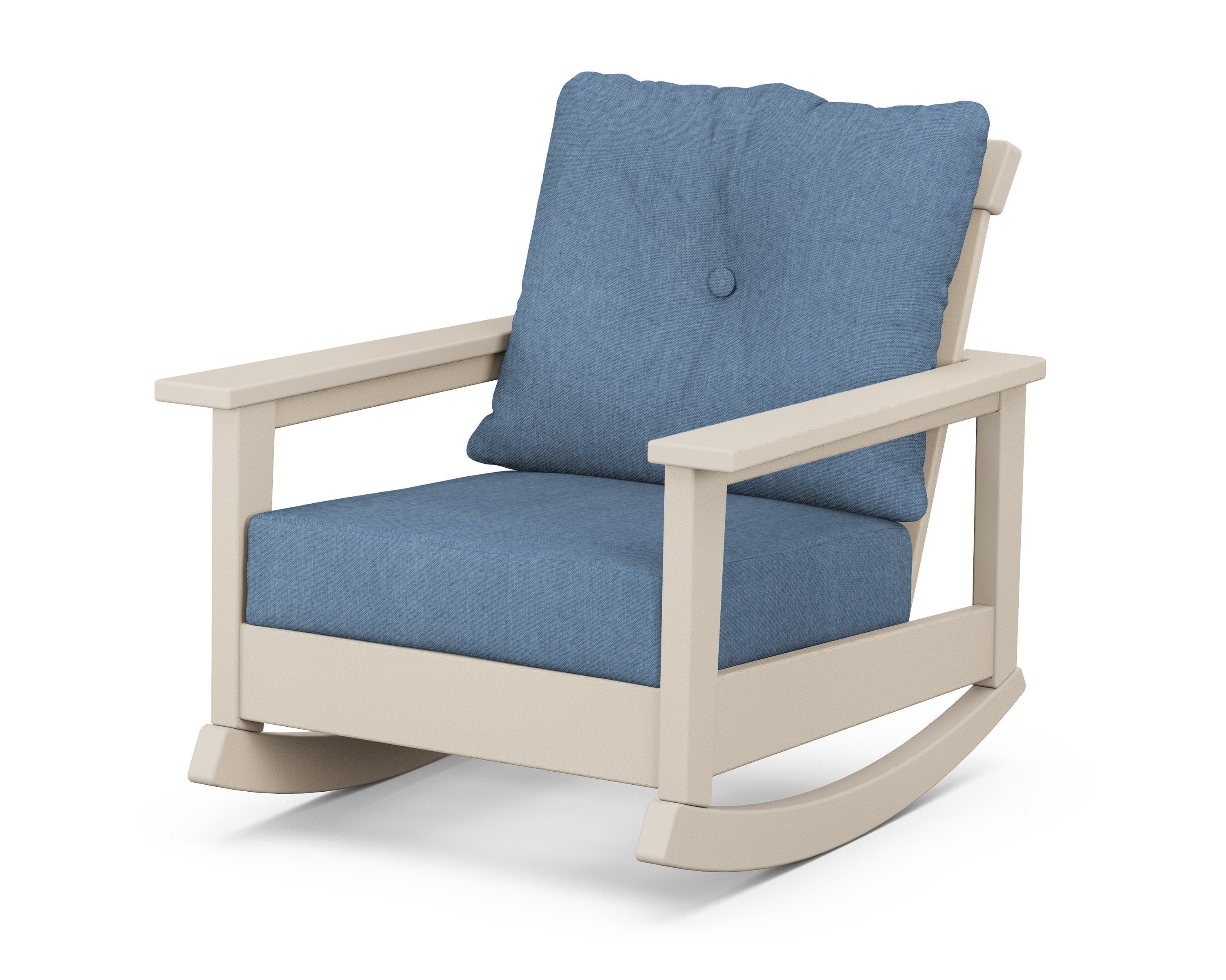 POLYWOOD® Prescott Deep Seating Rocking Chair in Sand / Sky Blue