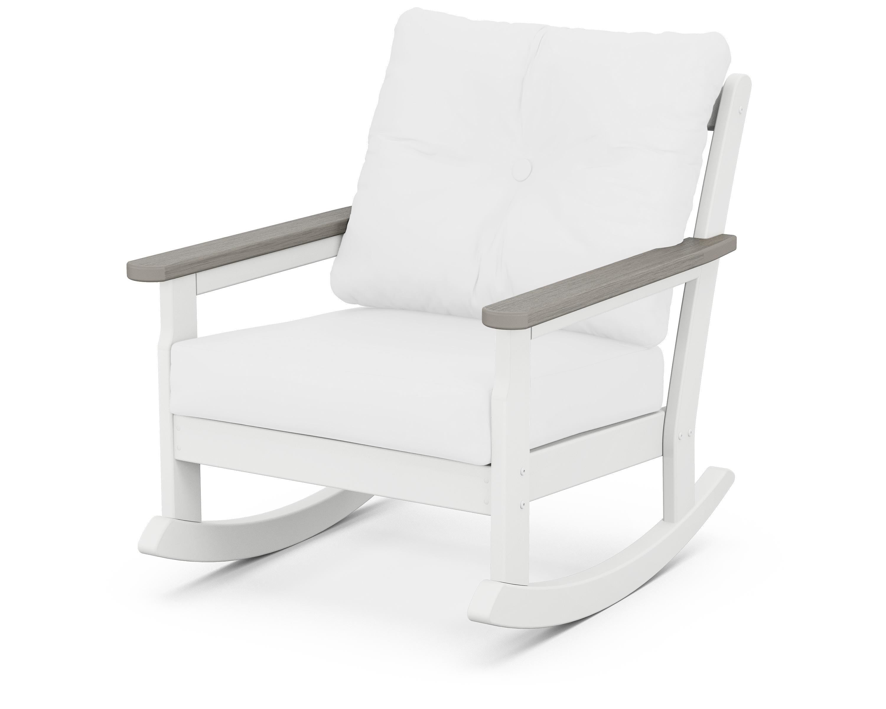 POLYWOOD® Vineyard Deep Seating Rocking Chair in White / Driftwood / Natural