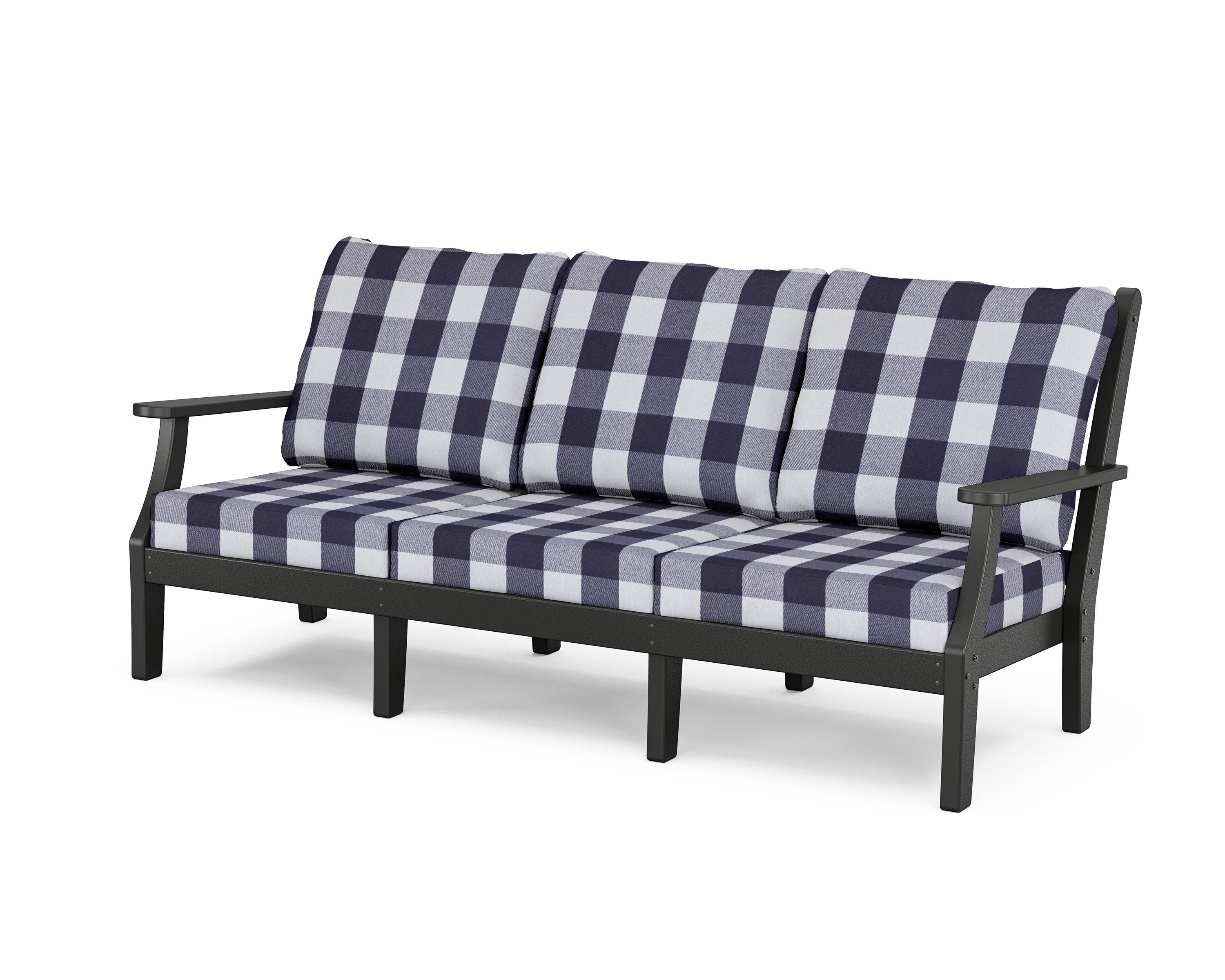 Country Living Wovendale Deep Seating Sofa in Black / Buffalo Plaid Navy