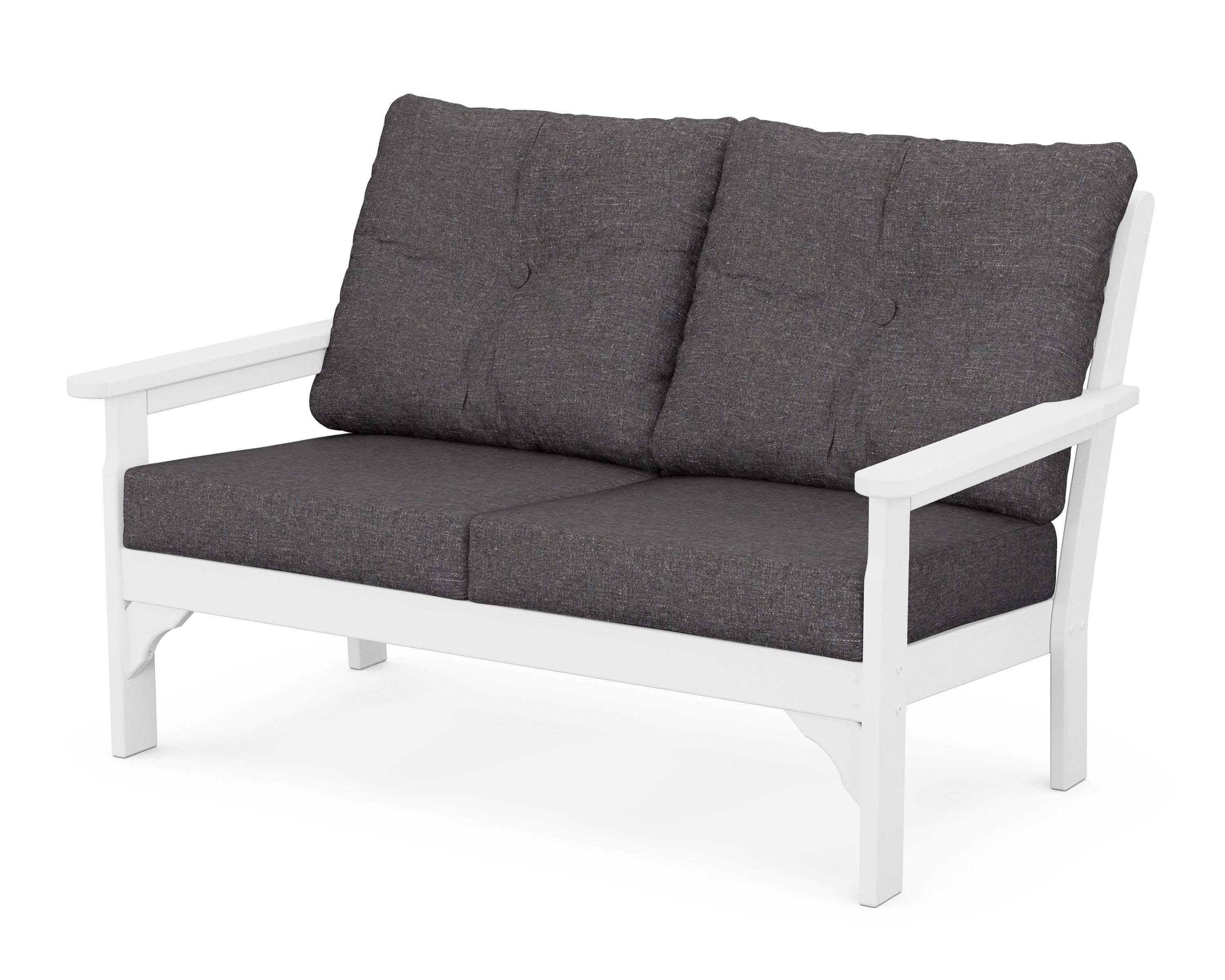 POLYWOOD® Vineyard Deep Seating Loveseat in White / Ash Charcoal