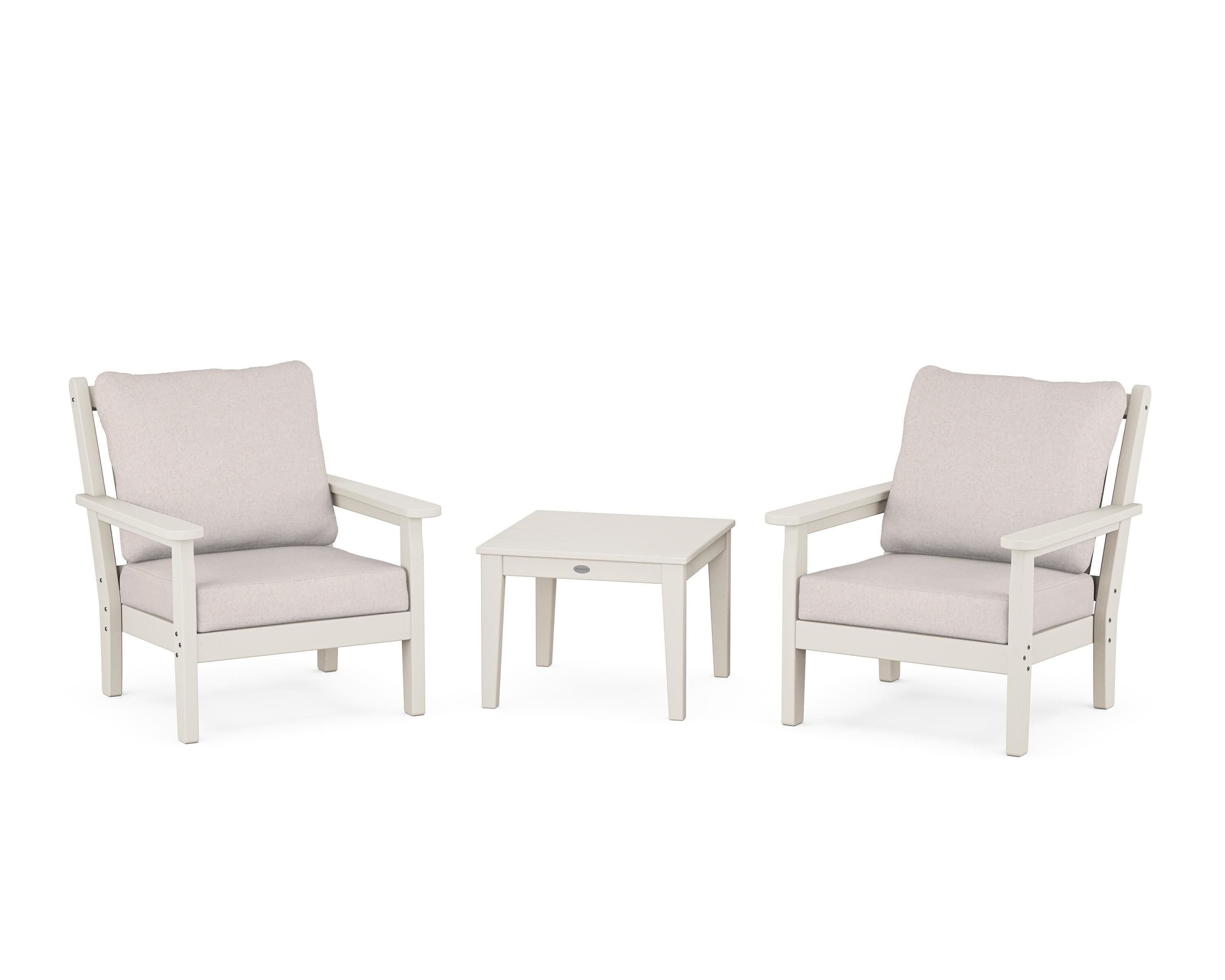 POLYWOOD® Chippendale 3-Piece Deep Seating Set in Sand / Dune Burlap