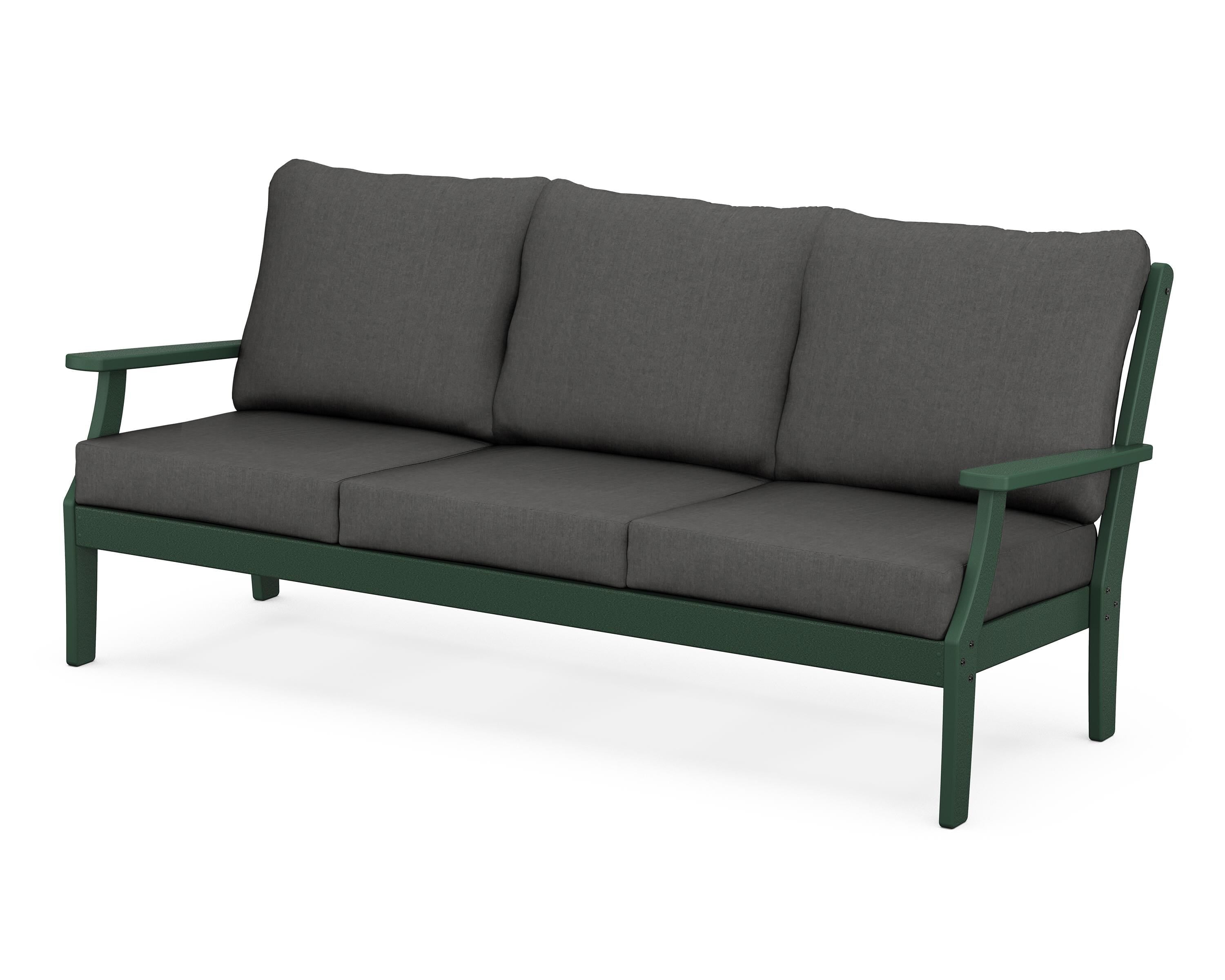 POLYWOOD® Braxton Deep Seating Sofa in Green / Spectrum Carbon