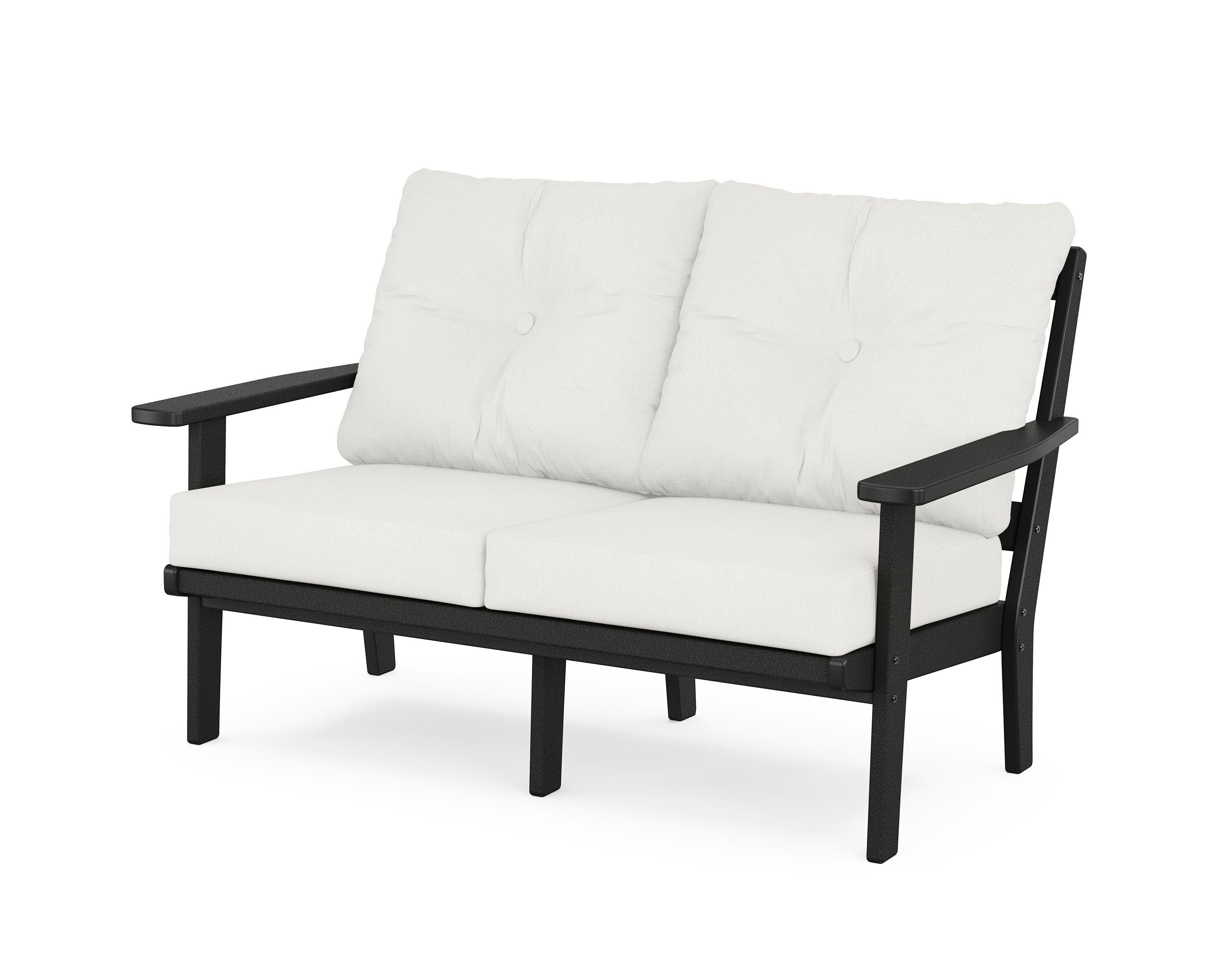 POLYWOOD® Prairie Deep Seating Loveseat in Black / Natural Linen