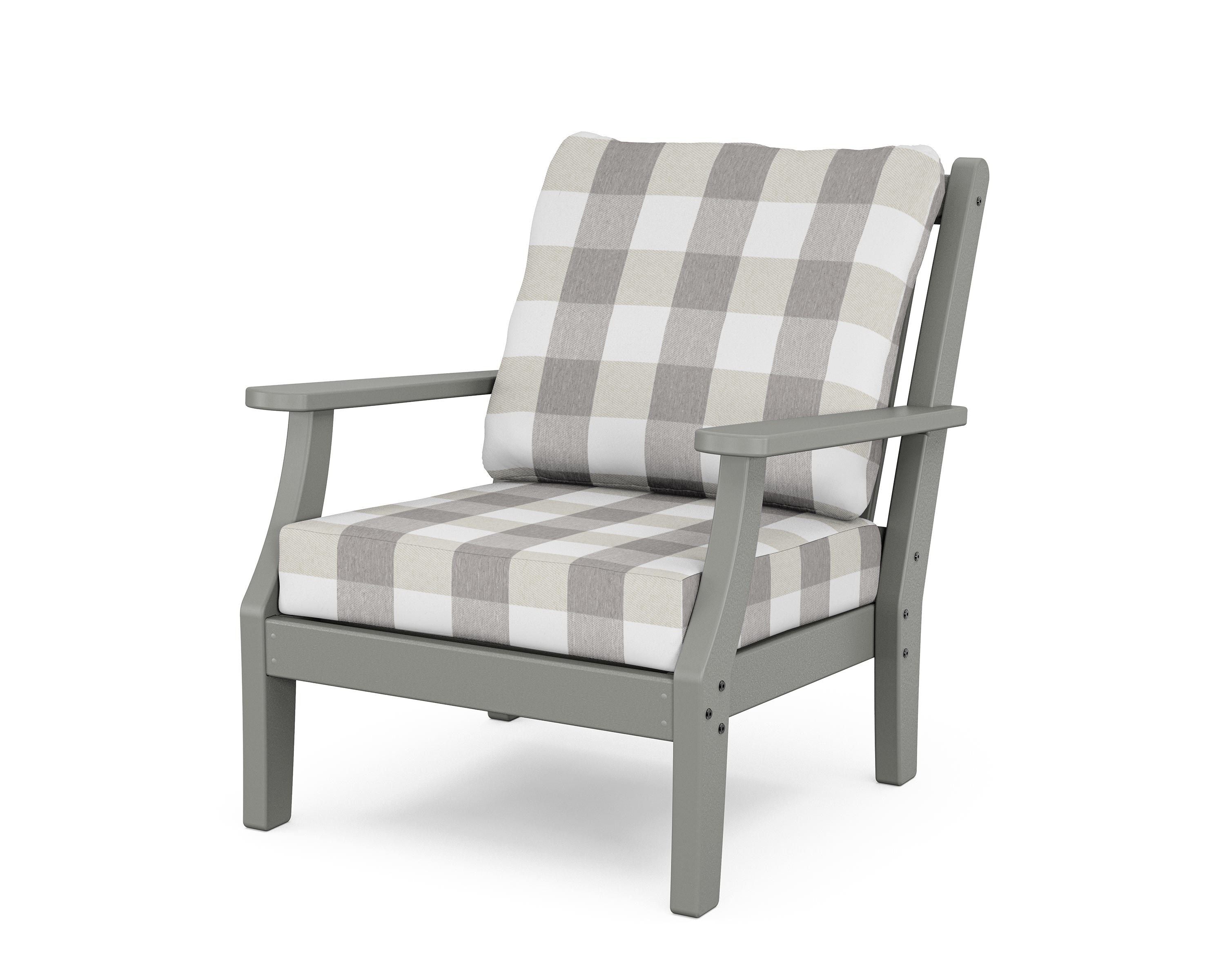 Country Living Wovendale Deep Seating Chair in Slate Grey / Buffalo Plaid Grey Mist