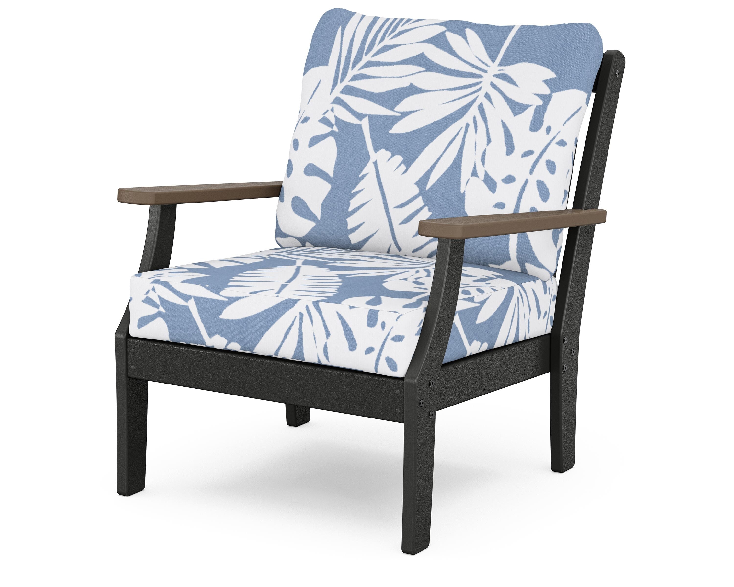 POLYWOOD® Braxton Deep Seating Chair in Black / Kona / Leaf Sky Blue