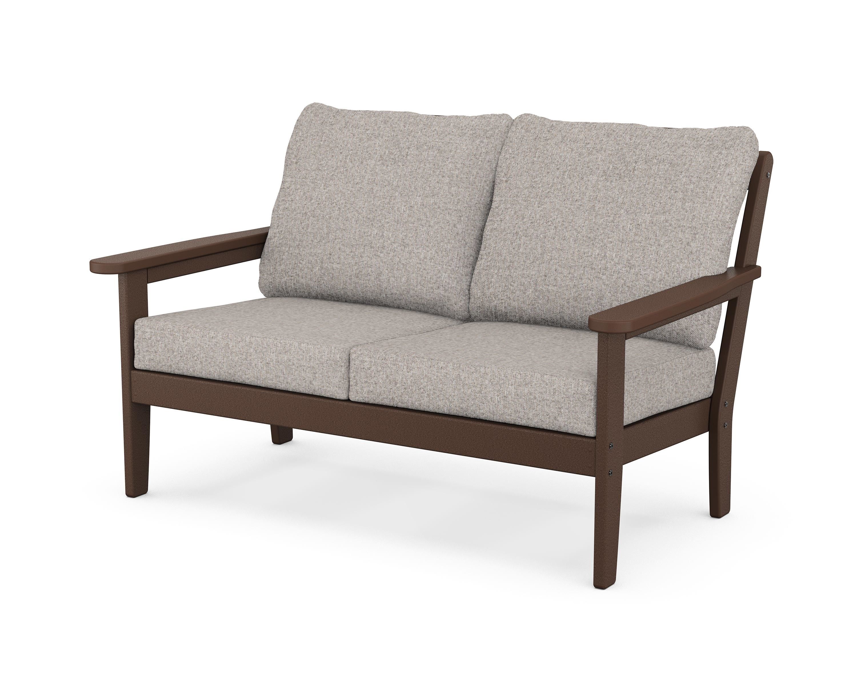 Country Living Cottage Deep Seating Loveseat in Mahogany / Weathered Tweed