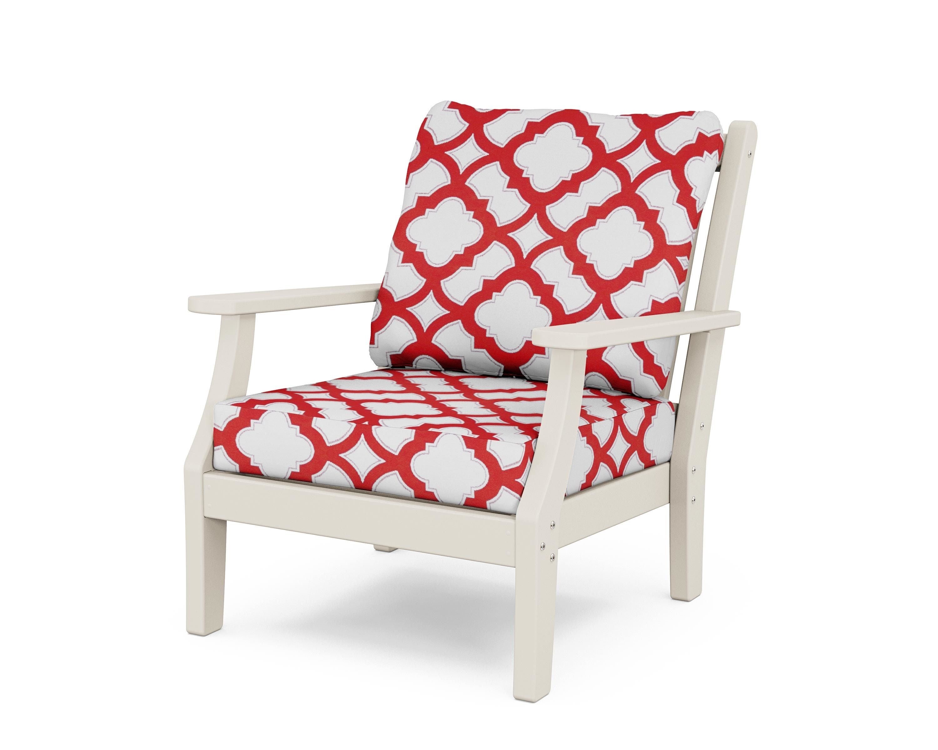 Country Living Wovendale Deep Seating Chair in Sand / Trellis Crimson