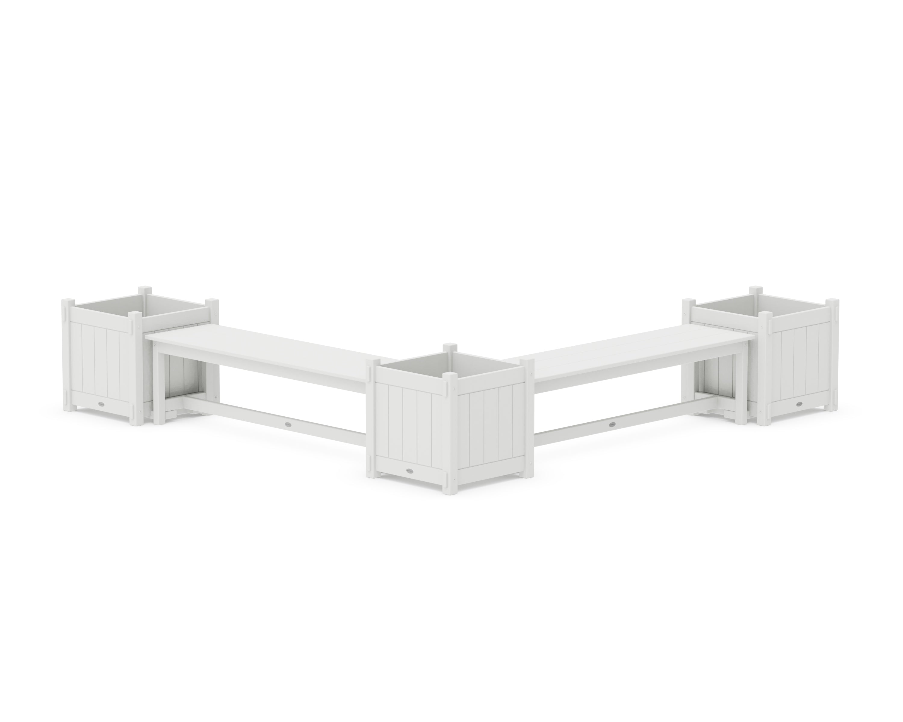 POLYWOOD® 60" Vineyard L- Shaped Planter Bench Corner Set - Large in White