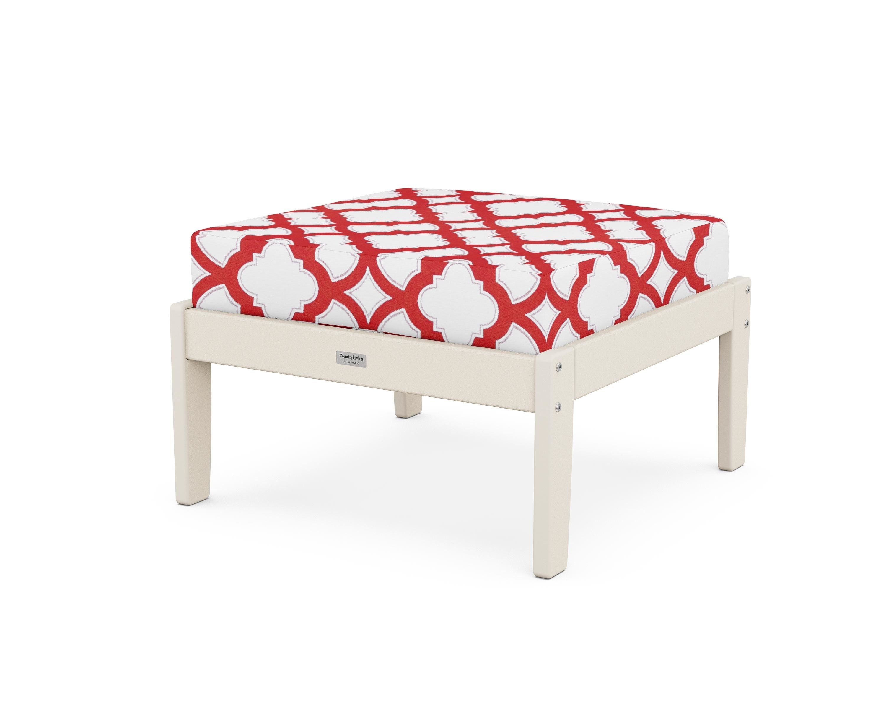 Country Living Cottage Deep Seating Ottoman in Sand / Trellis Crimson