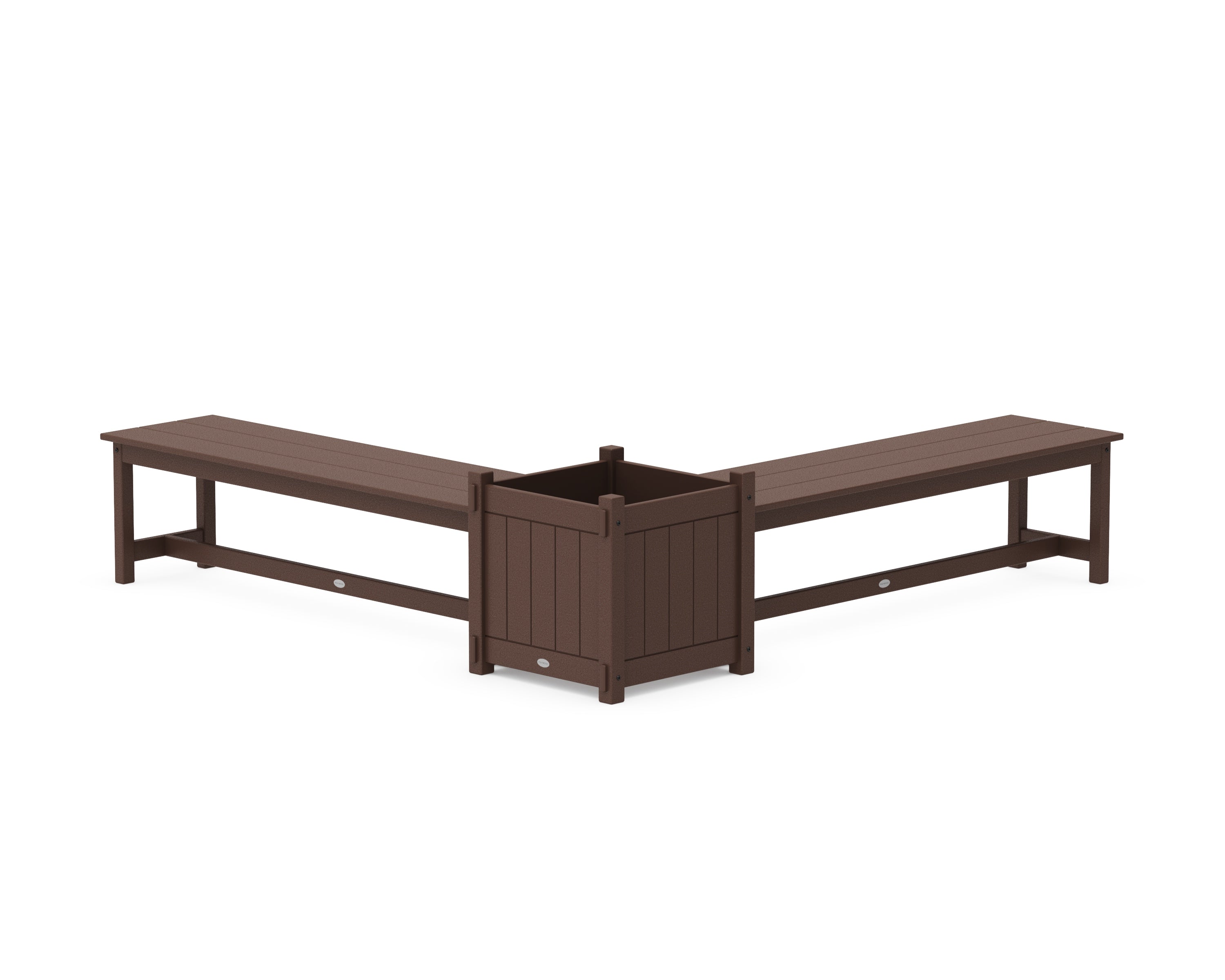 POLYWOOD® 60" Vineyard L- Shaped Planter Bench Set- Large in Mahogany