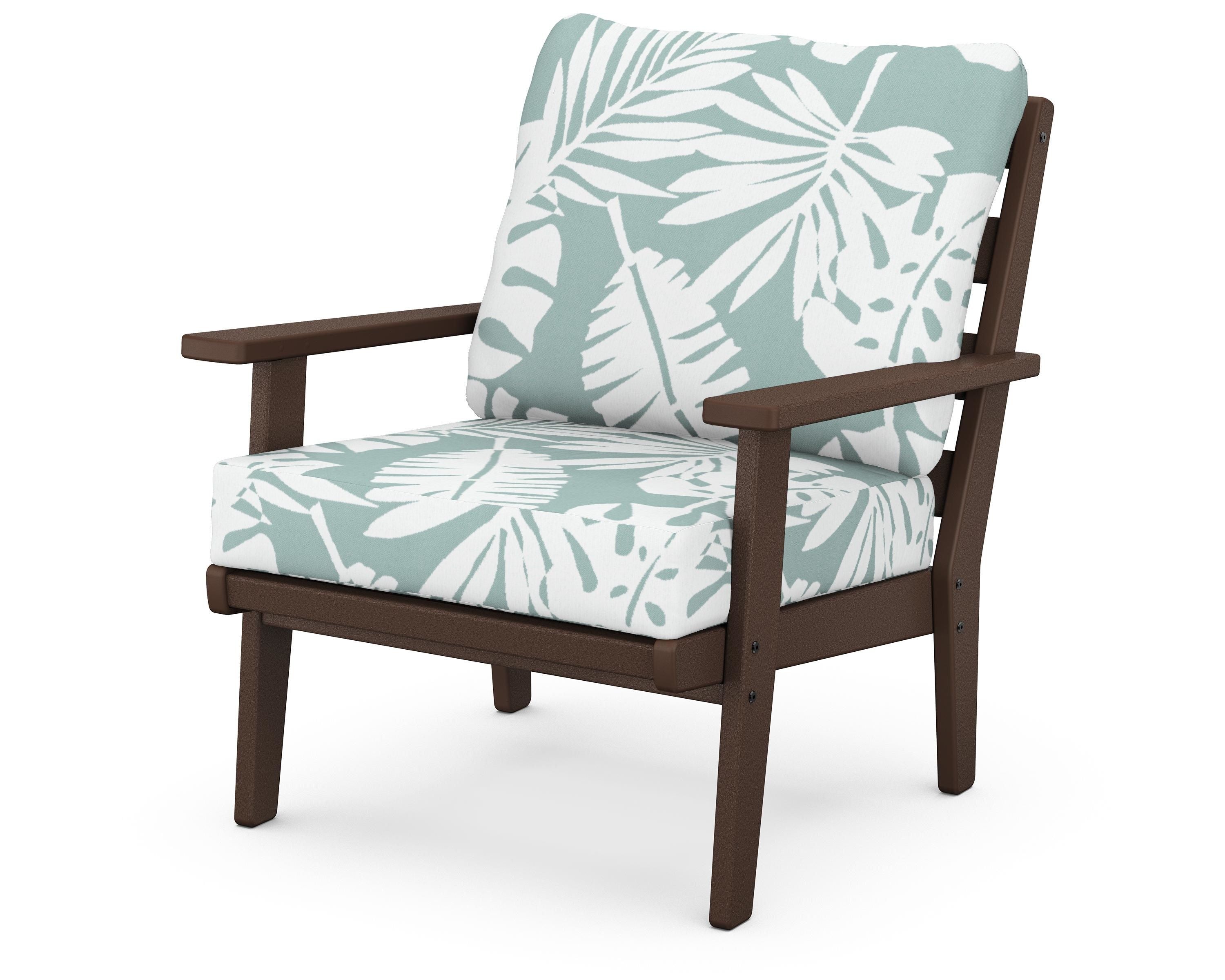 POLYWOOD® Grant Park Deep Seating Chair in Mahogany / Leaf Glacier Spa
