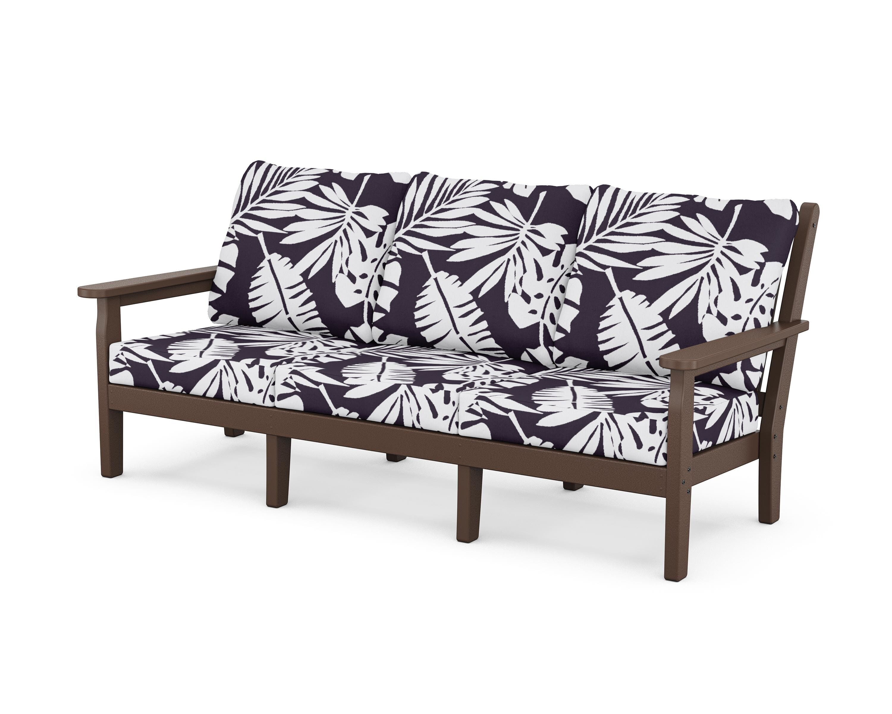 POLYWOOD® Chippendale Deep Seating Sofa in Mahogany / Leaf Navy
