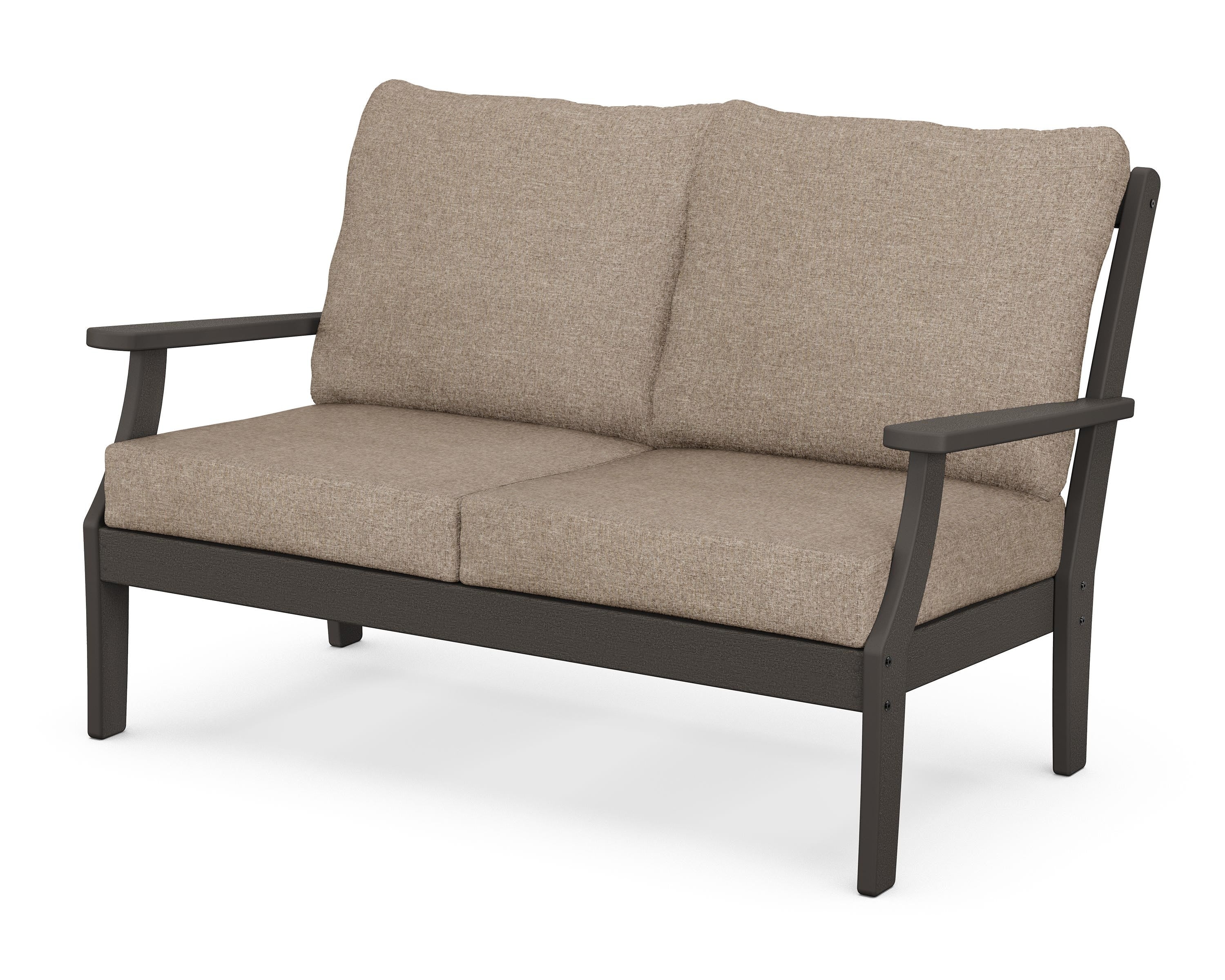 POLYWOOD® Braxton Deep Seating Loveseat in Vintage Coffee / Spiced Burlap