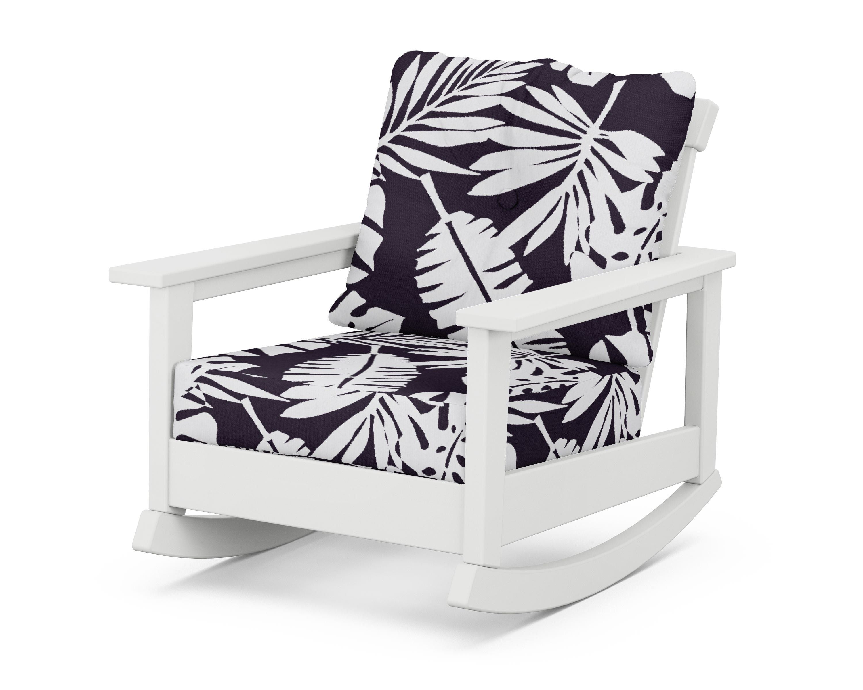 POLYWOOD® Prescott Deep Seating Rocking Chair in White / Leaf Navy
