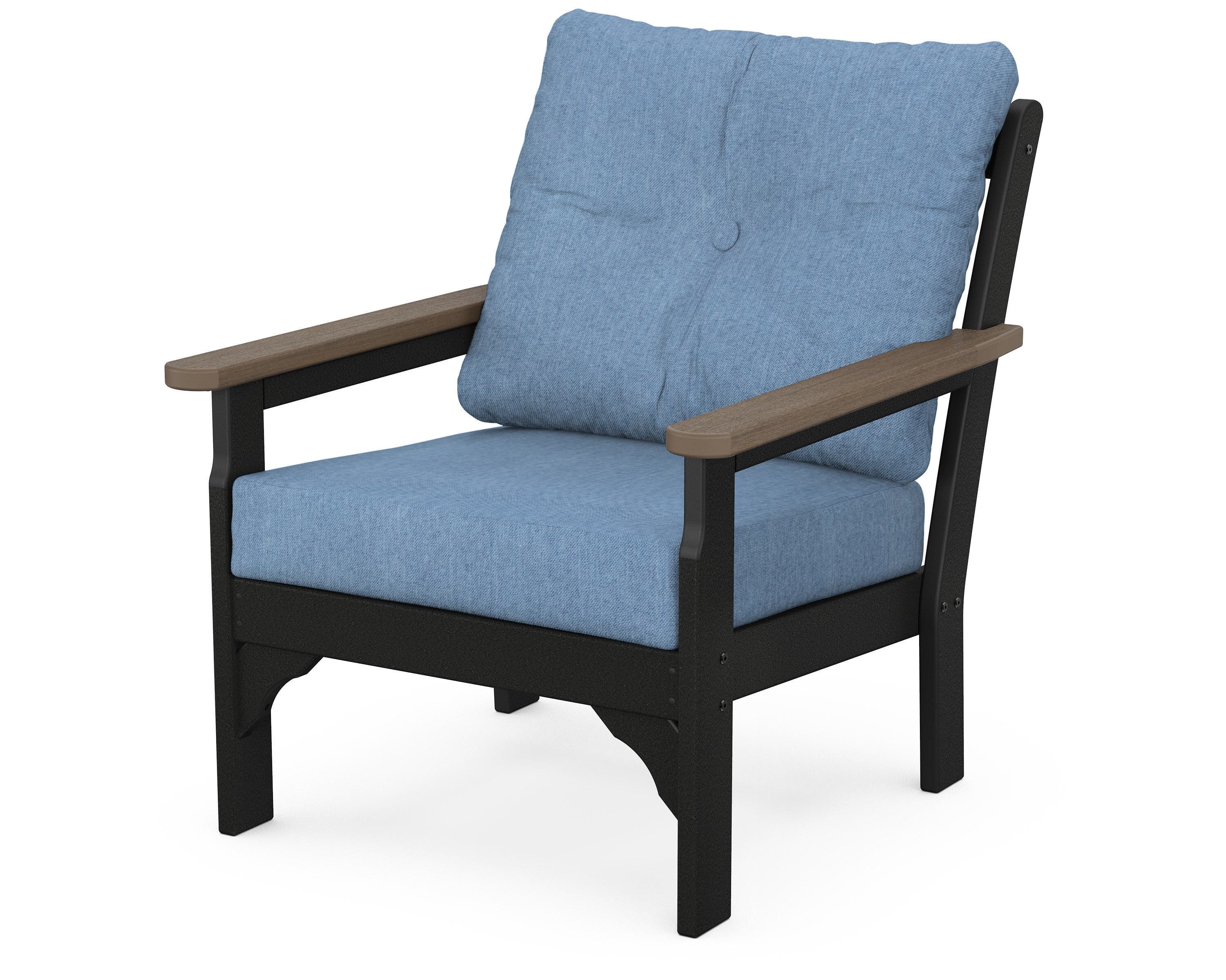 POLYWOOD® Vineyard Deep Seating Chair in White / Kona / Sky Blue