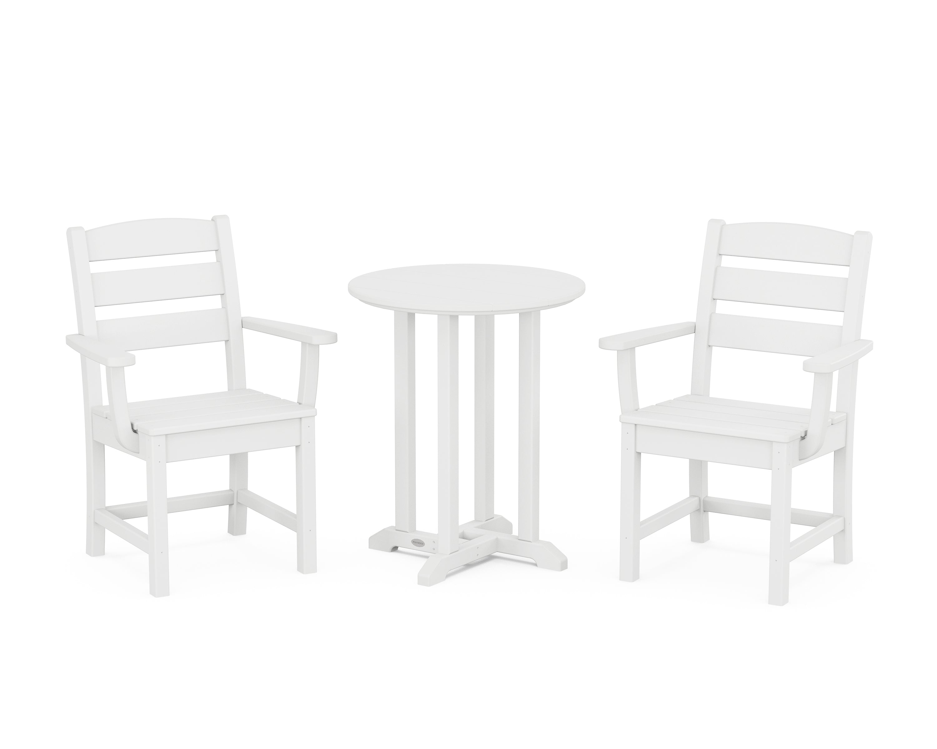 POLYWOOD® Lakeside 3-Piece Round Bistro Dining Set in White
