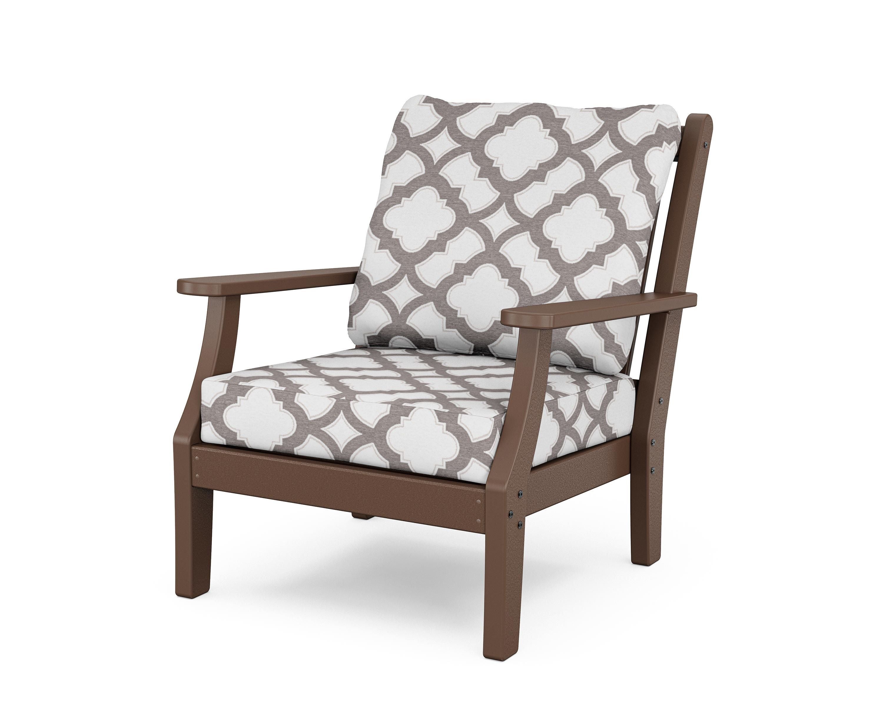 Country Living Wovendale Deep Seating Chair in Mahogany / Trellis Grey Mist