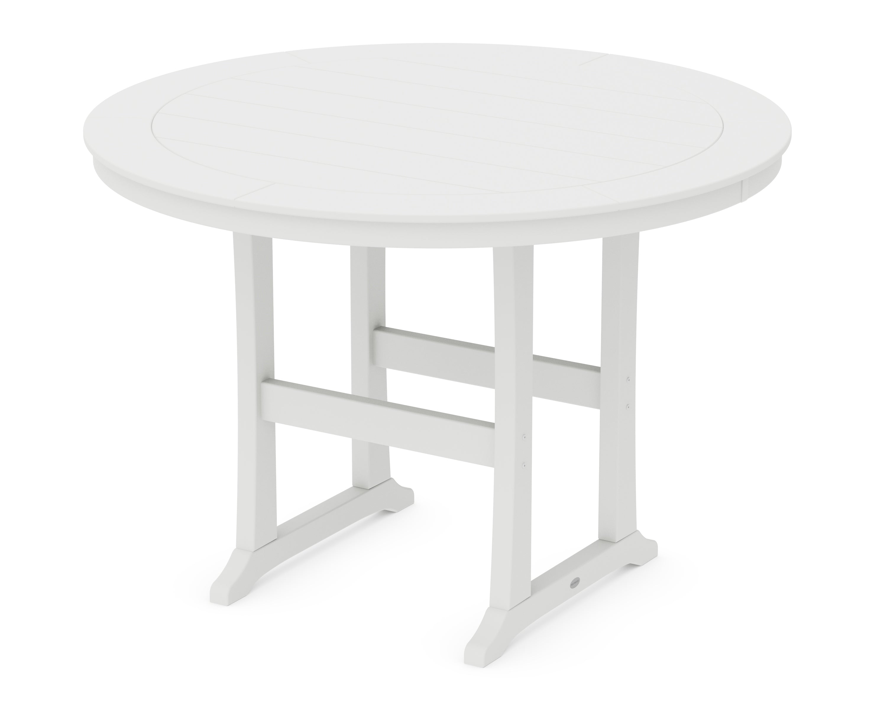 POLYWOOD® Nautical Trestle 60" Round Bar Table in White