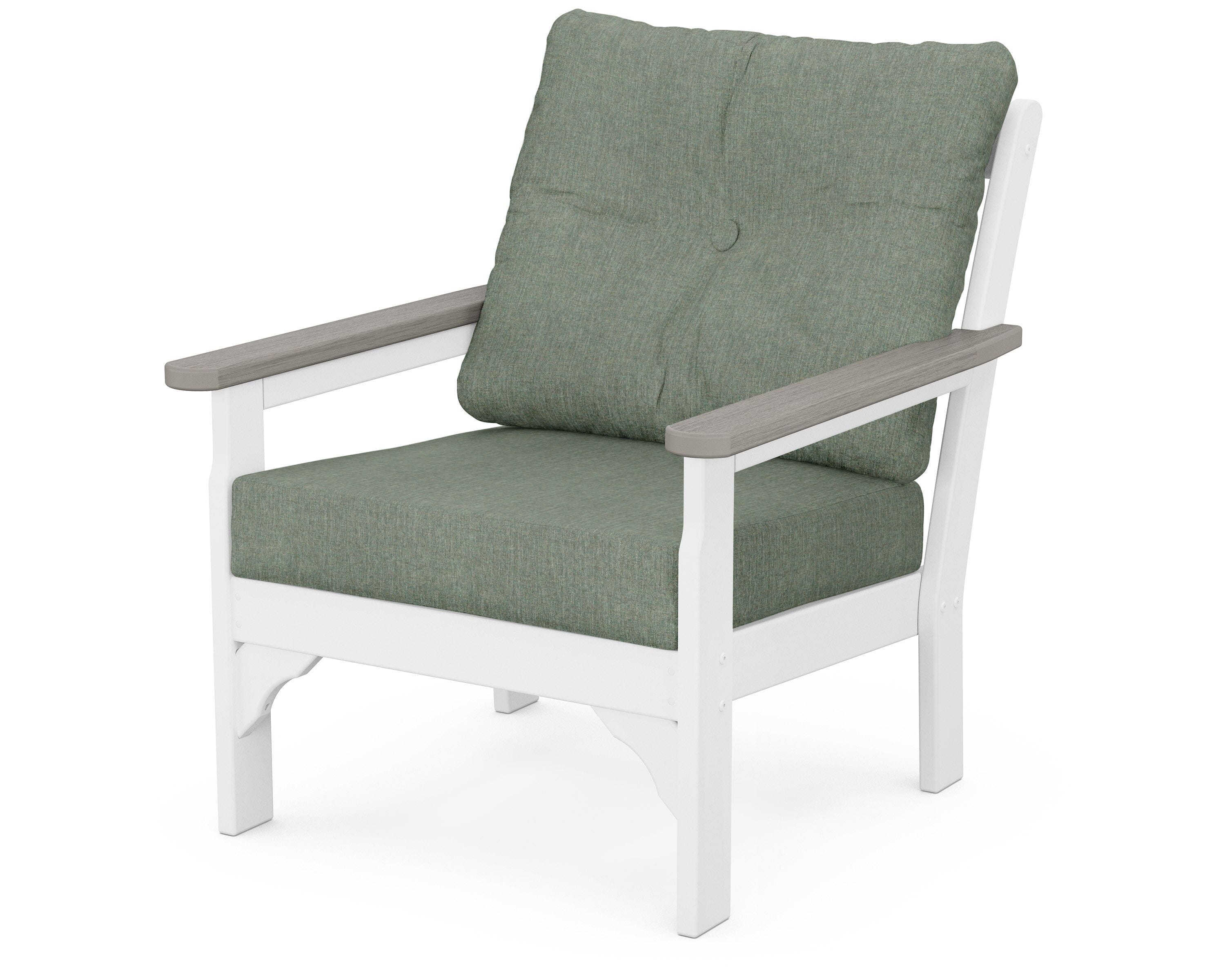 POLYWOOD® Vineyard Deep Seating Chair in White / Driftwood / Cast Sage