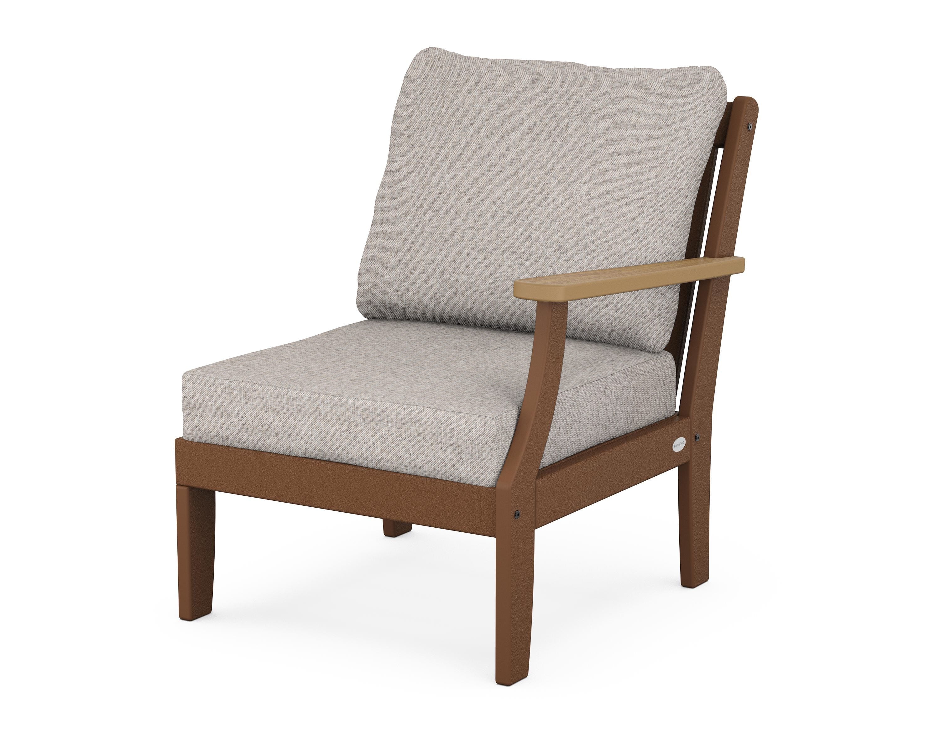 POLYWOOD® Braxton Modular Right Arm Chair in Teak / Natural / Weathered Tweed
