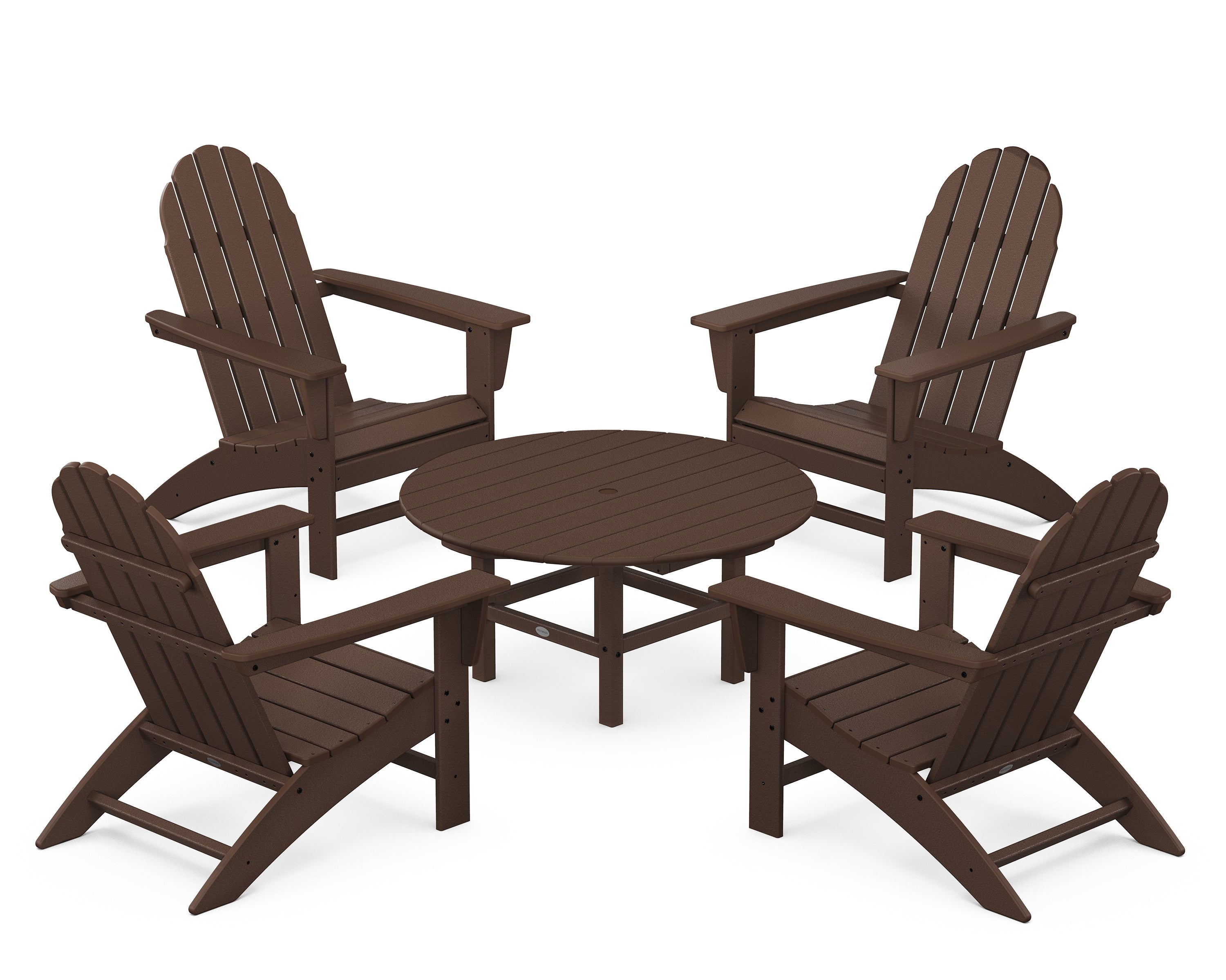 POLYWOOD® Vineyard 5-Piece Adirondack Chair Conversation Set in Mahogany