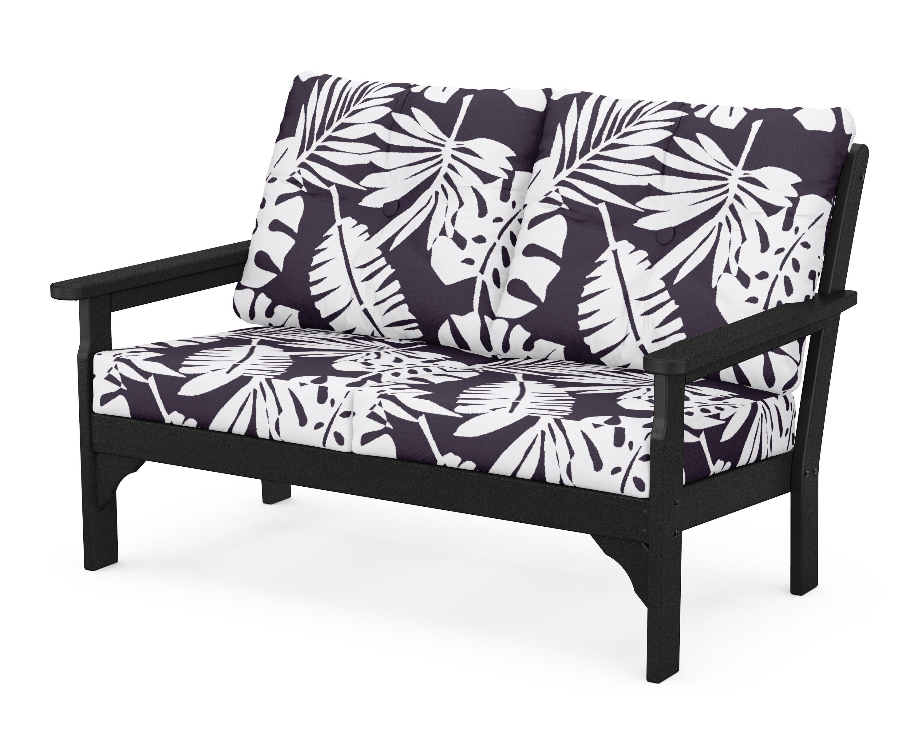 POLYWOOD® Vineyard Deep Seating Loveseat in Black / Leaf Navy