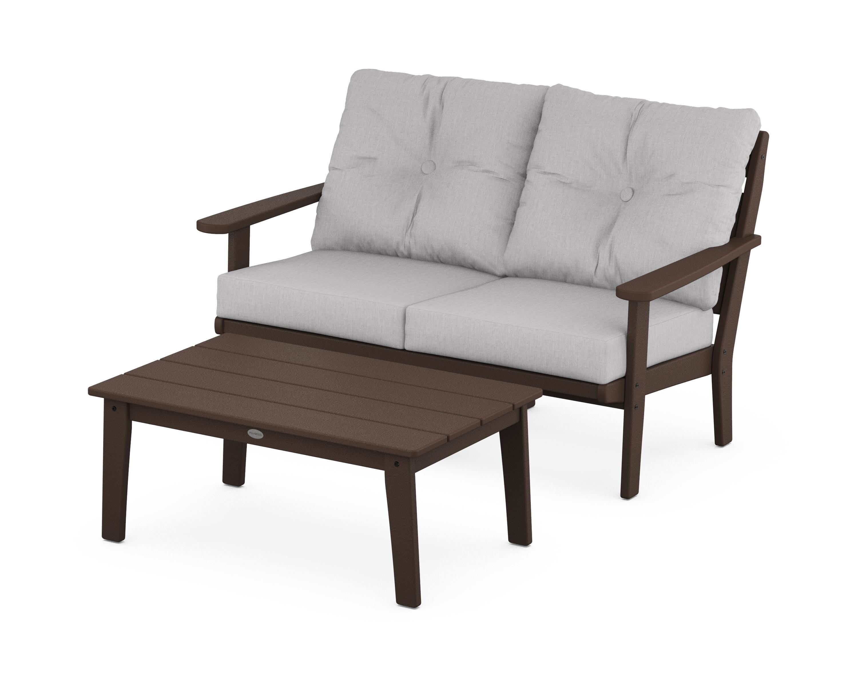 POLYWOOD® Lakeside 2-Piece Lounge Loveseat Set in Mahogany / Granite