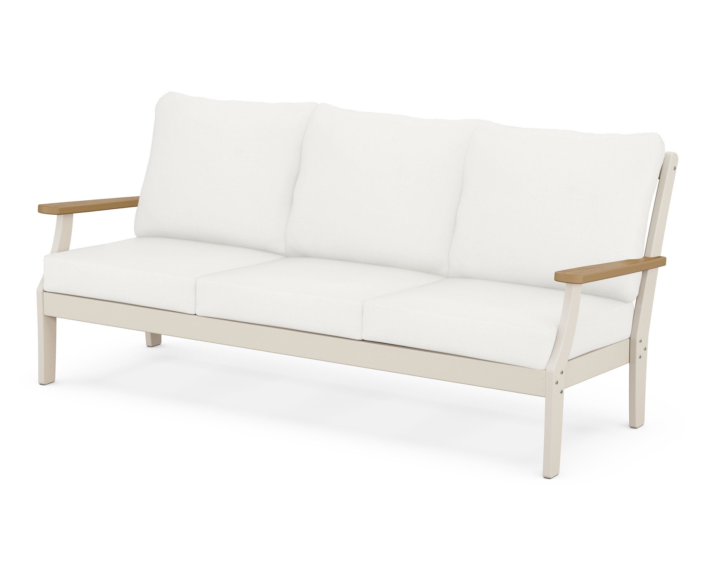 POLYWOOD® Braxton Deep Seating Sofa in Sand / Natural / Natural Linen