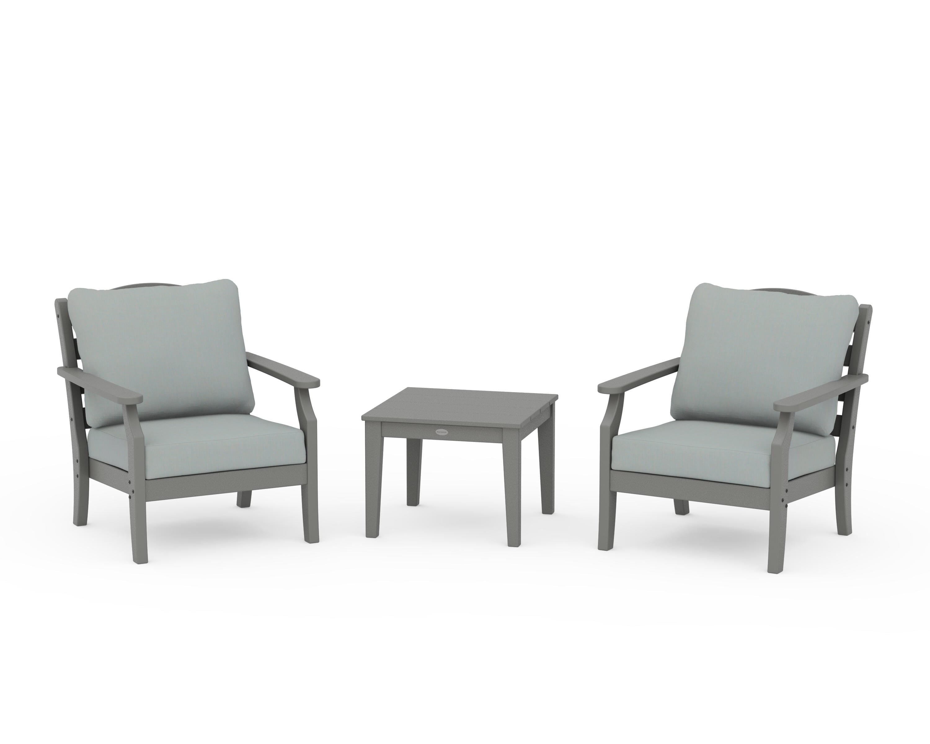 Draper James™ by POLYWOOD® Savannah 3-Piece Deep Seating Set in Slate Grey / Spa