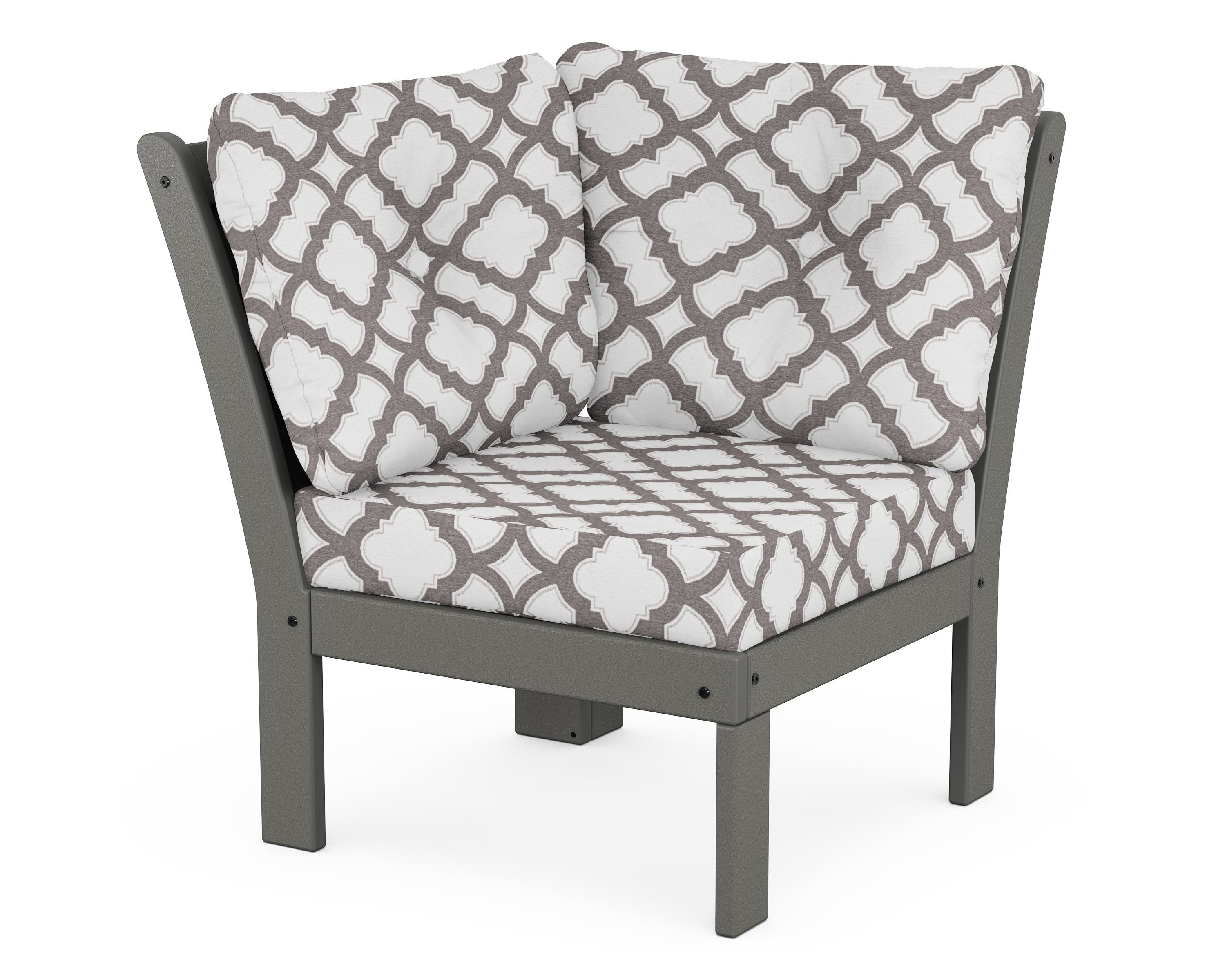 POLYWOOD® Vineyard Modular Corner Chair in Slate Grey / Trellis Grey Mist