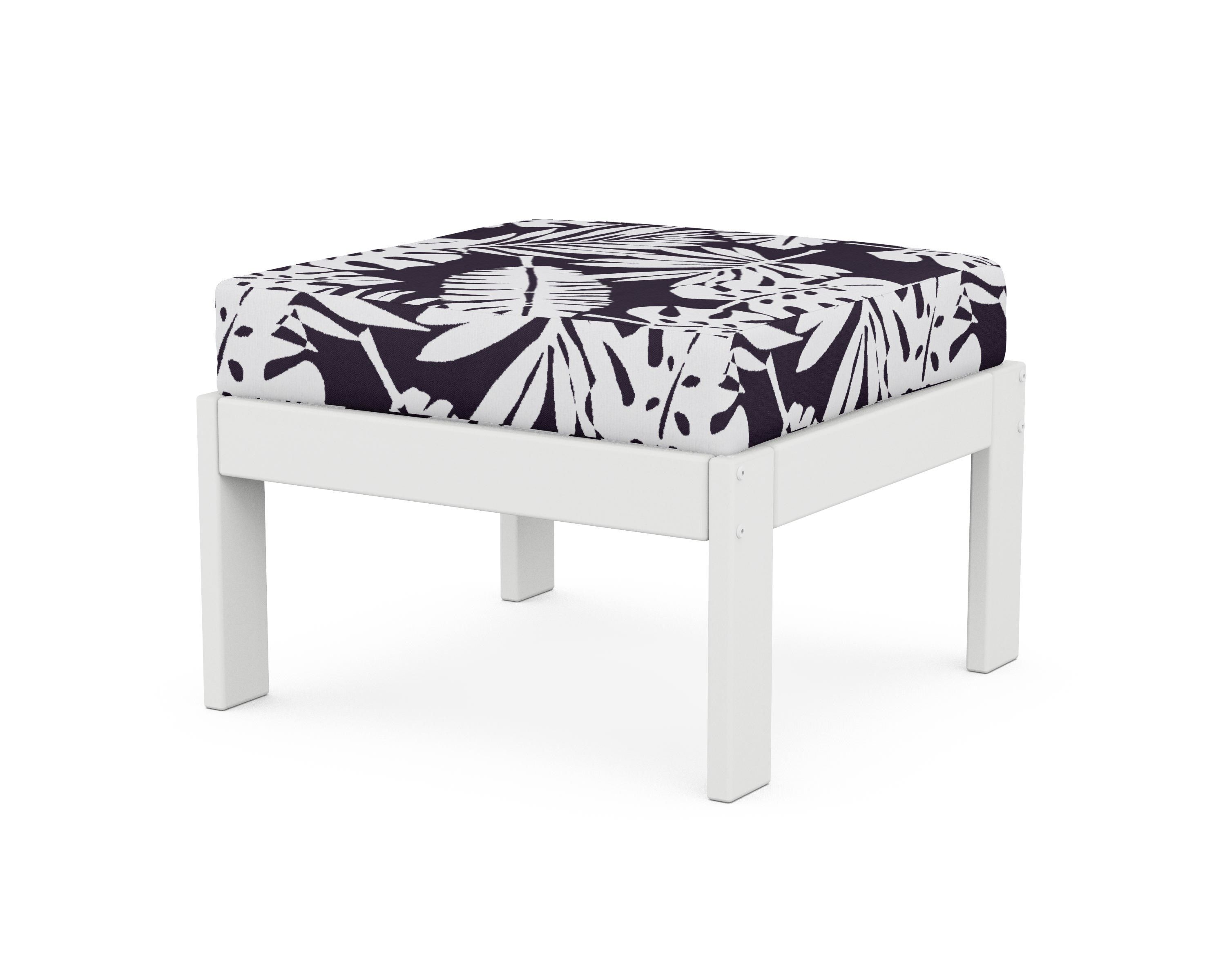 POLYWOOD® Vineyard Modular Ottoman in White / Leaf Navy
