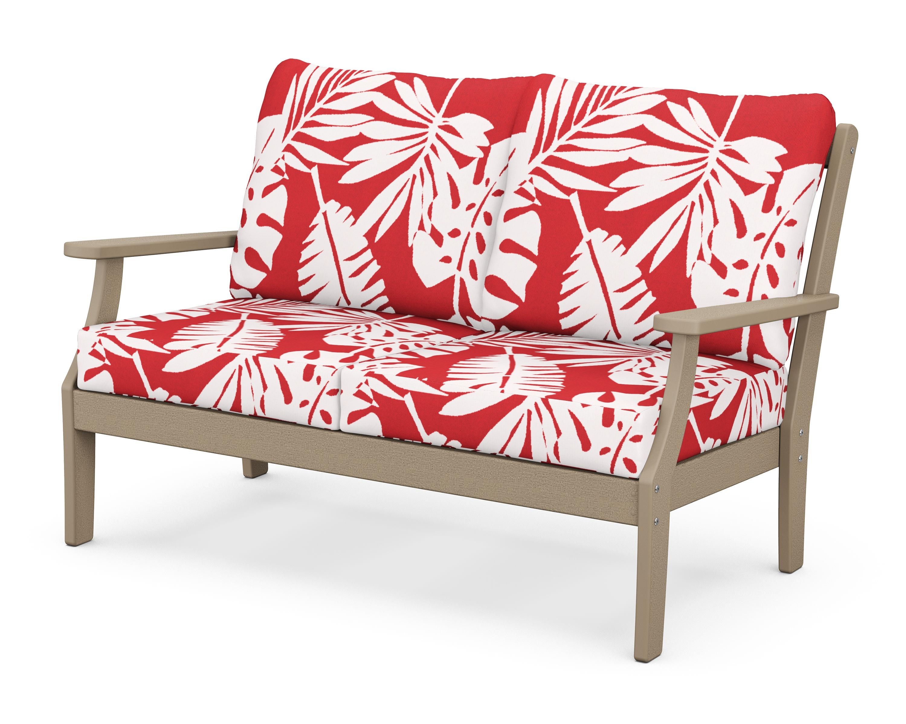 POLYWOOD® Braxton Deep Seating Loveseat in Vintage Sahara / Leaf Crimson