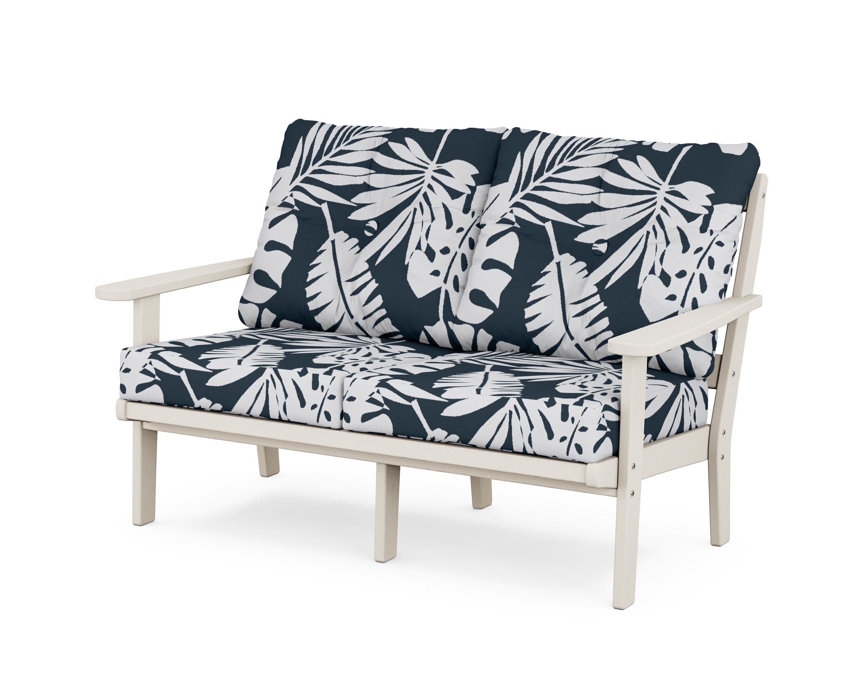 POLYWOOD® Mission Deep Seating Loveseat in Sand / Leaf Marine Indigo